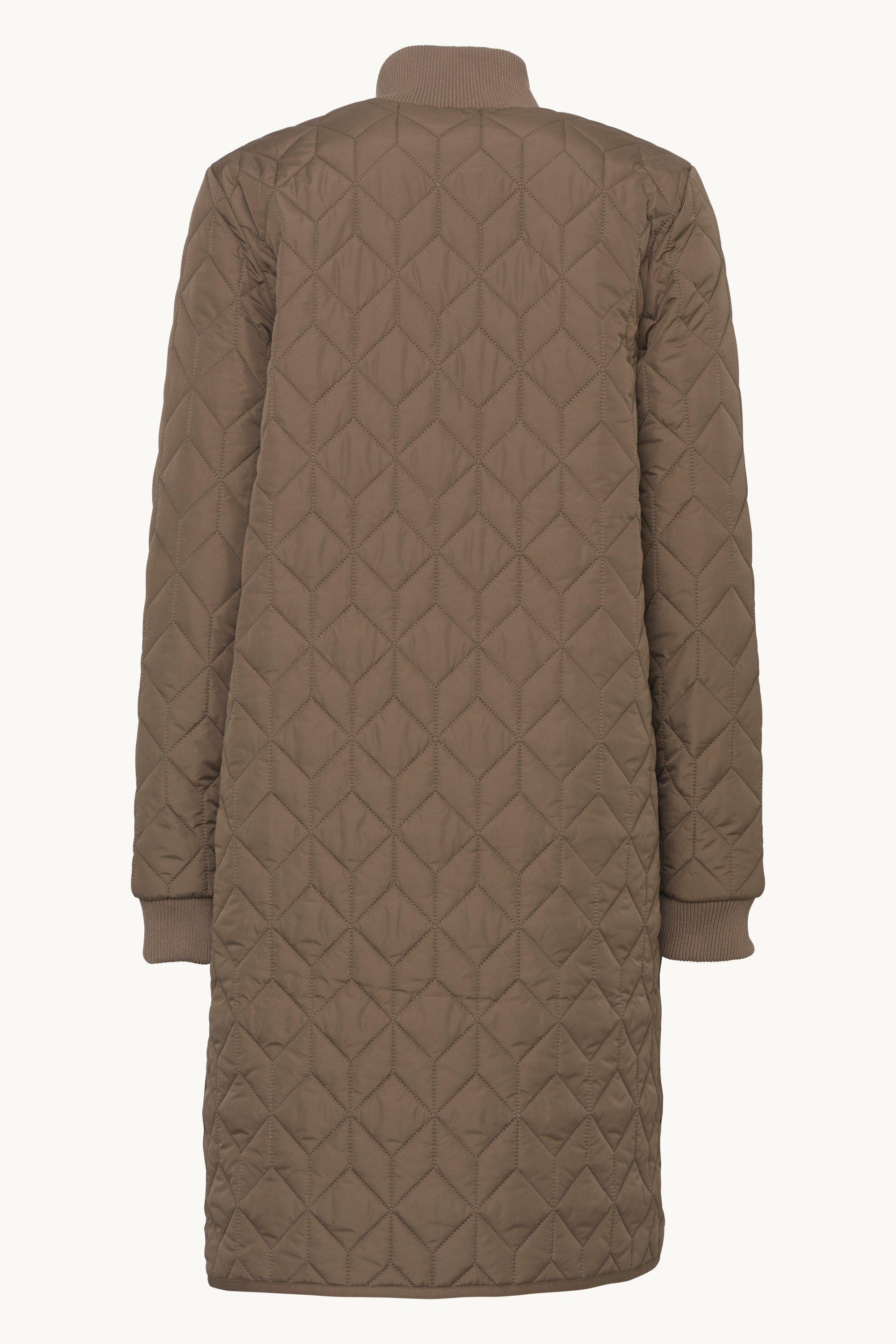 Lang Quiltet Jakke - Mud