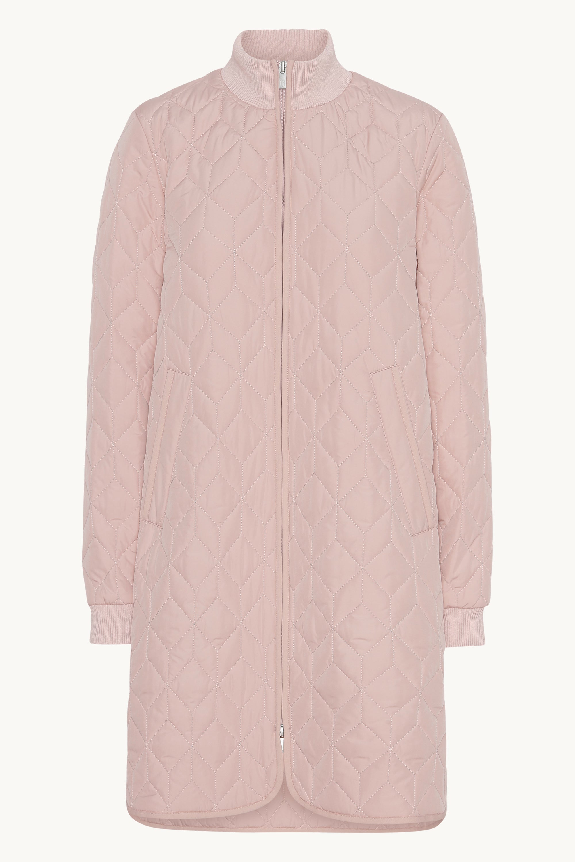 Lang Quiltet Jakke - Pale Pink