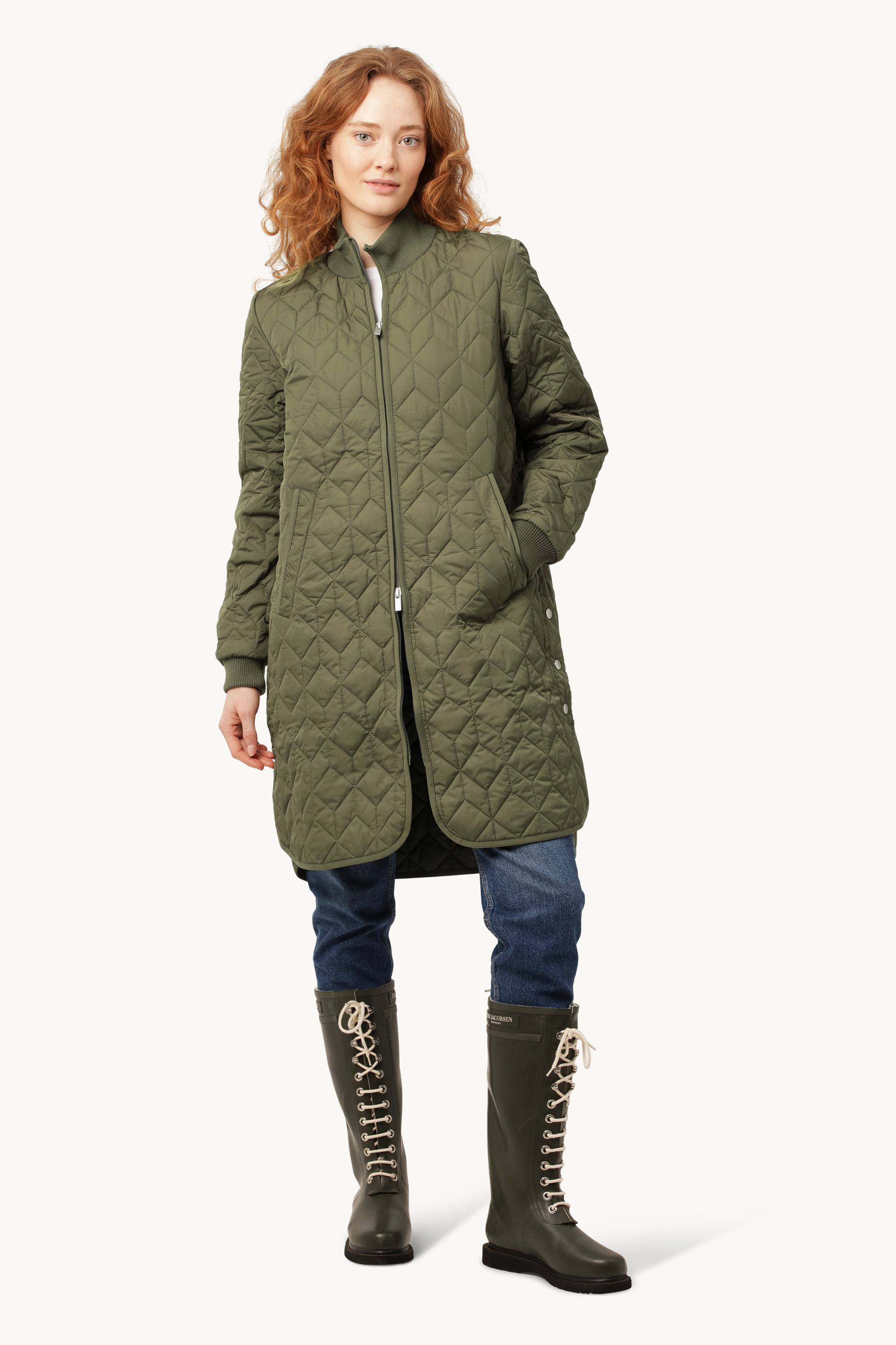 Lang Quiltet Jakke - Army