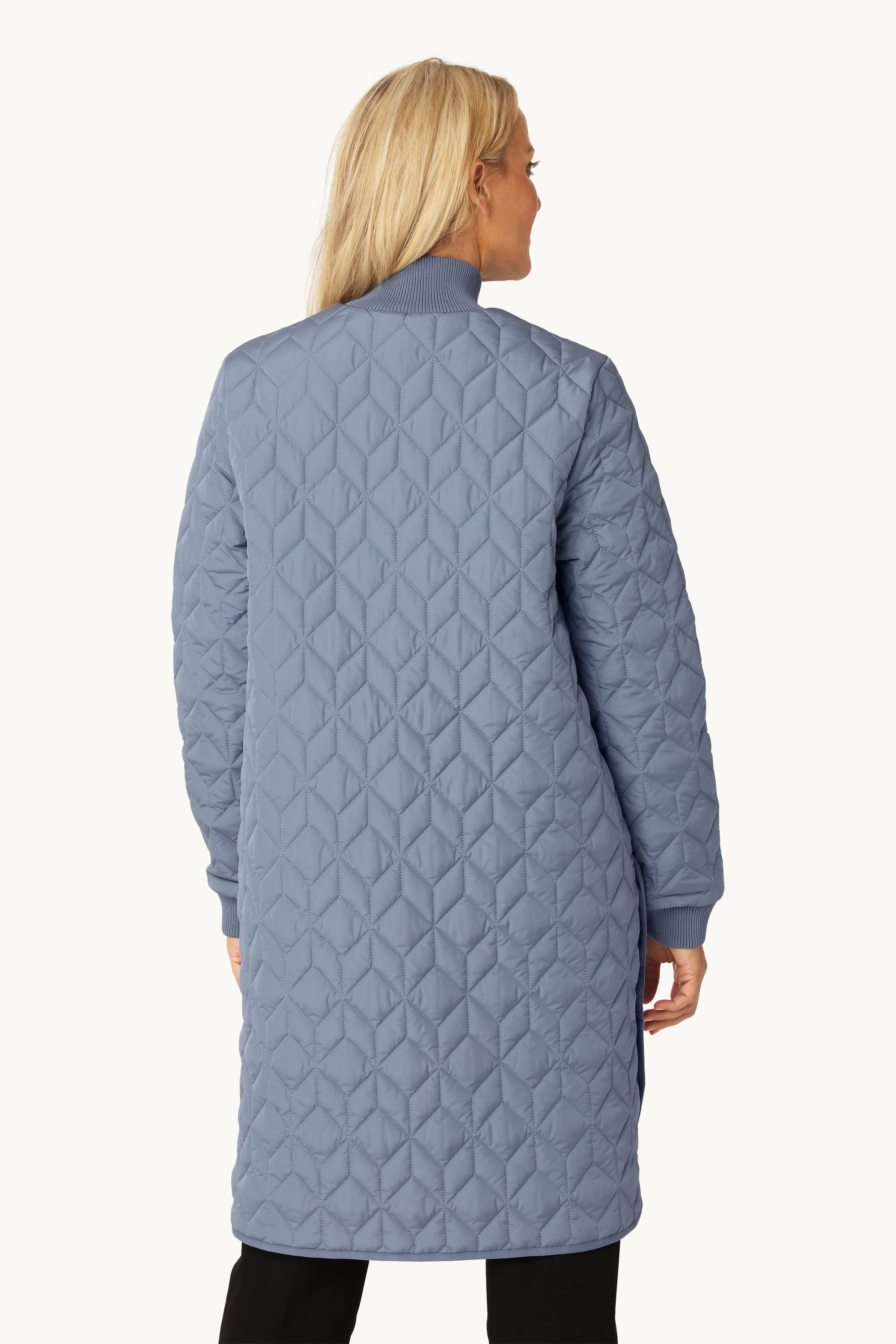 Lang Quiltet Jakke - Grey Blue