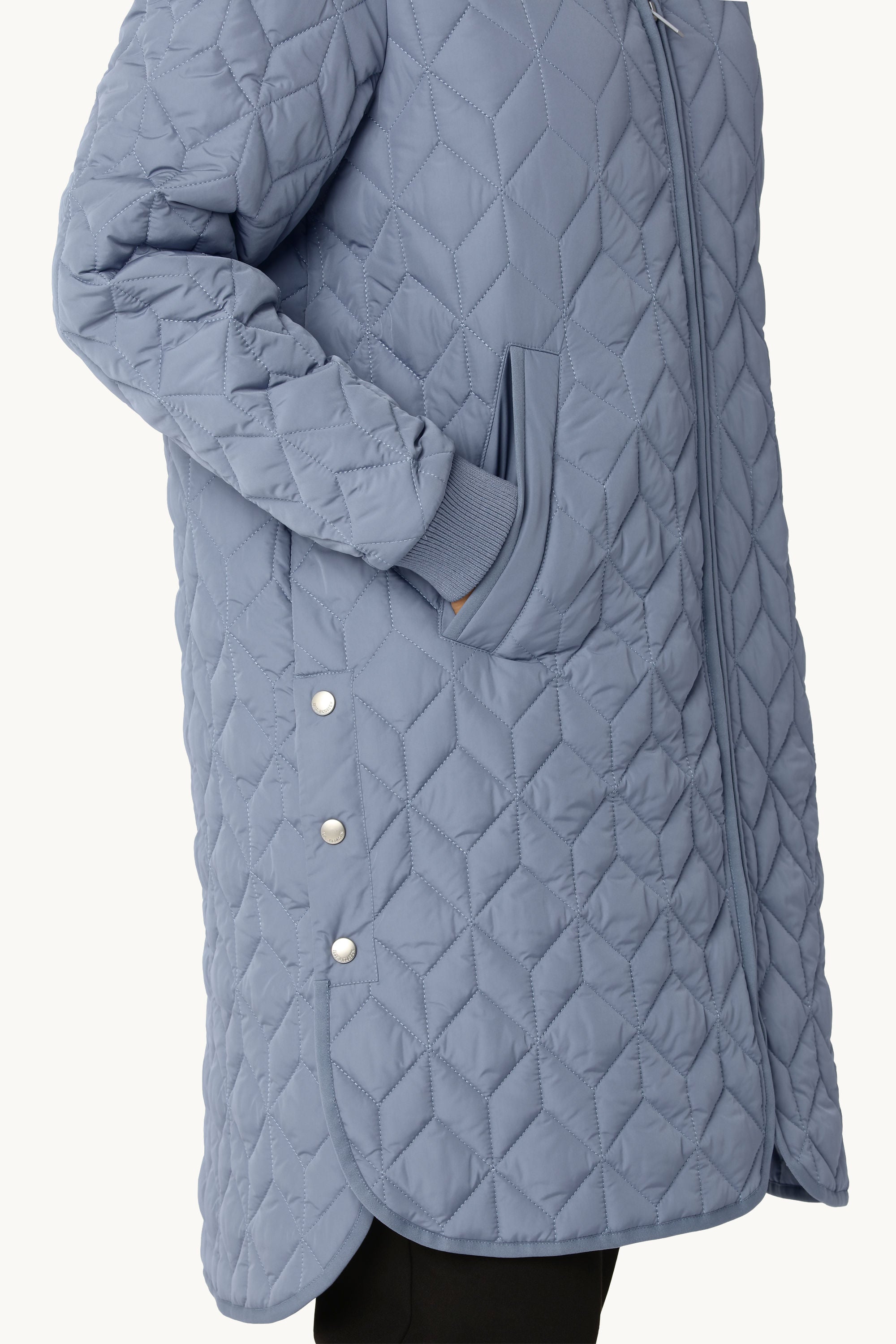 Lang Quiltet Jakke - Grey Blue