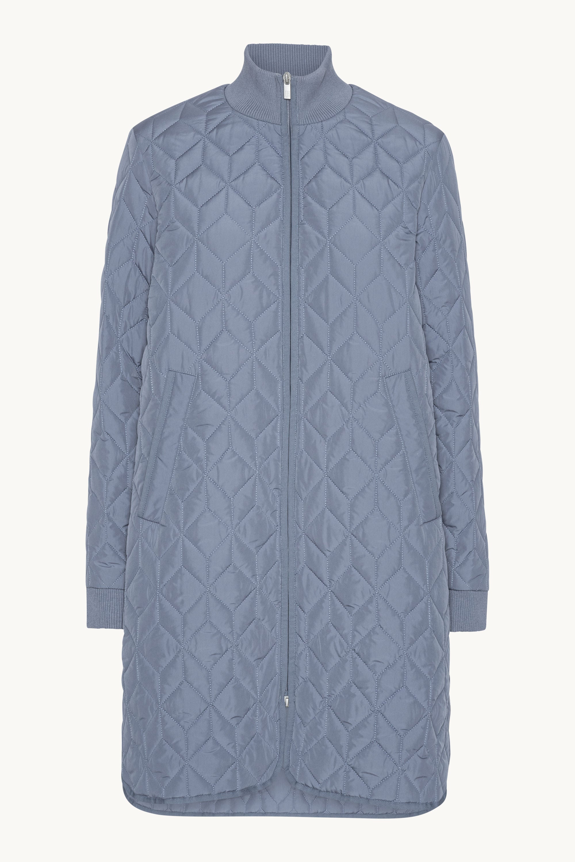 Lang Quiltet Jakke - Grey Blue