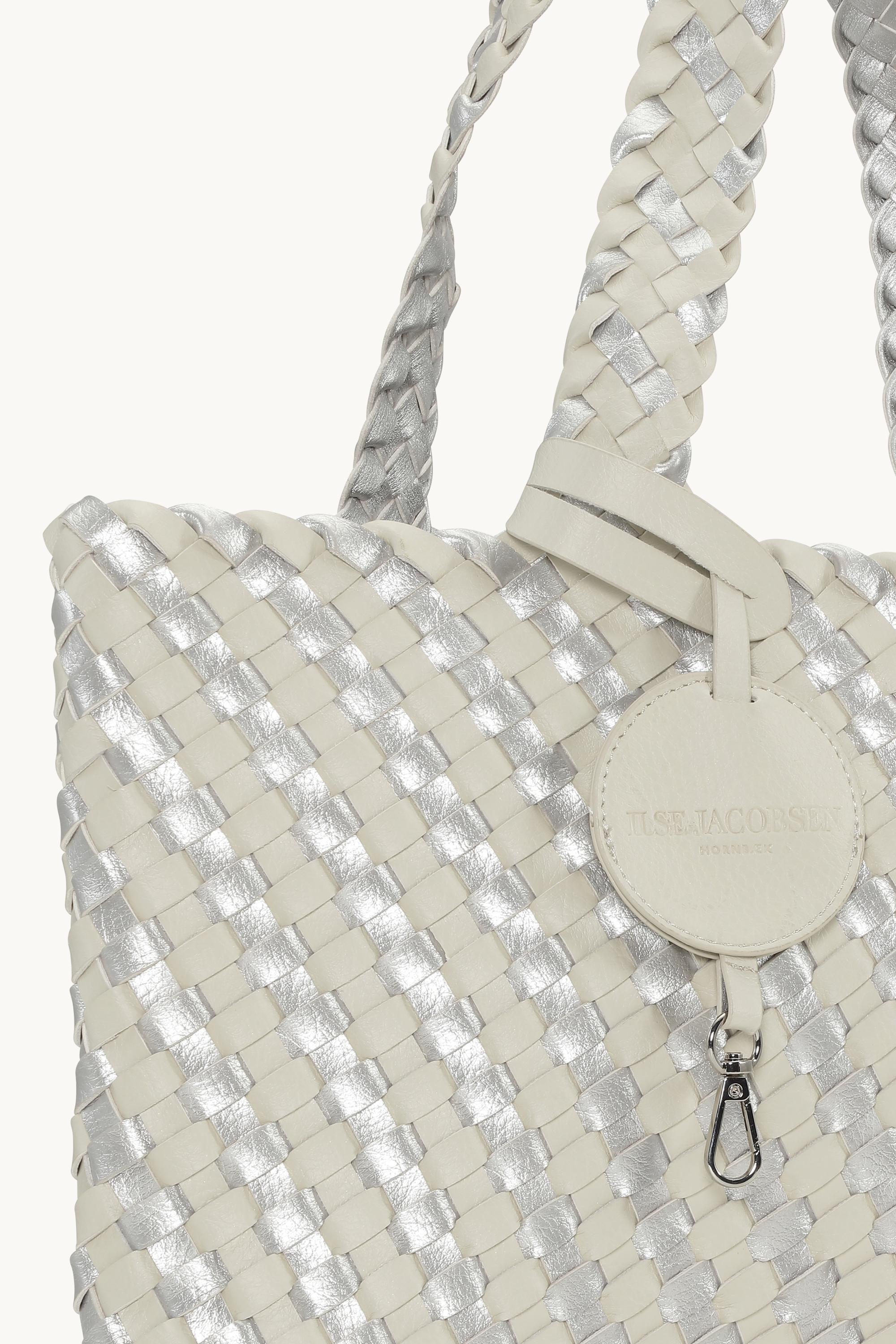 Tote Bag Flettet - Milk Creme Silver