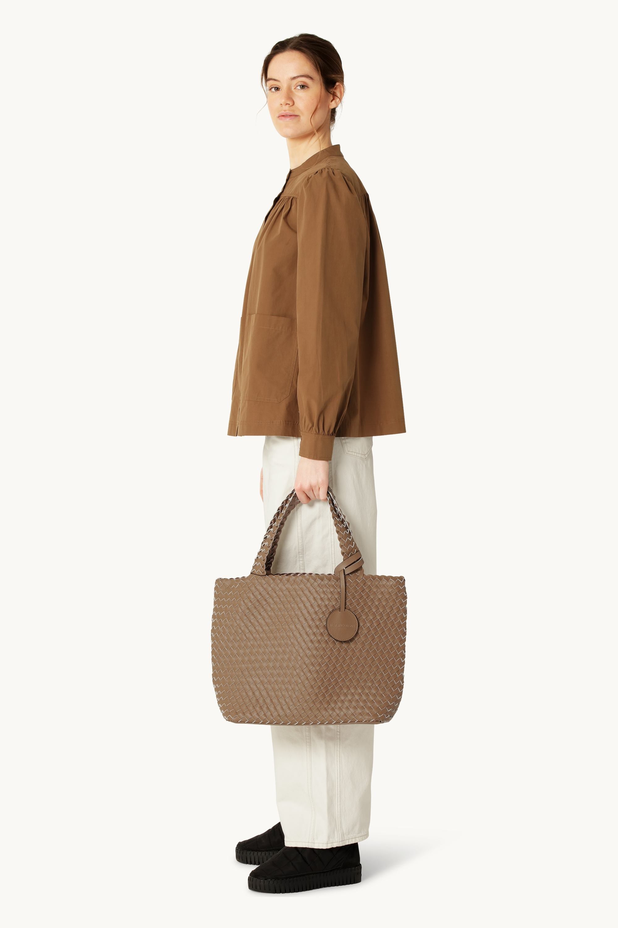 Tote Bag Flettet - Mocca Metallic Mocca