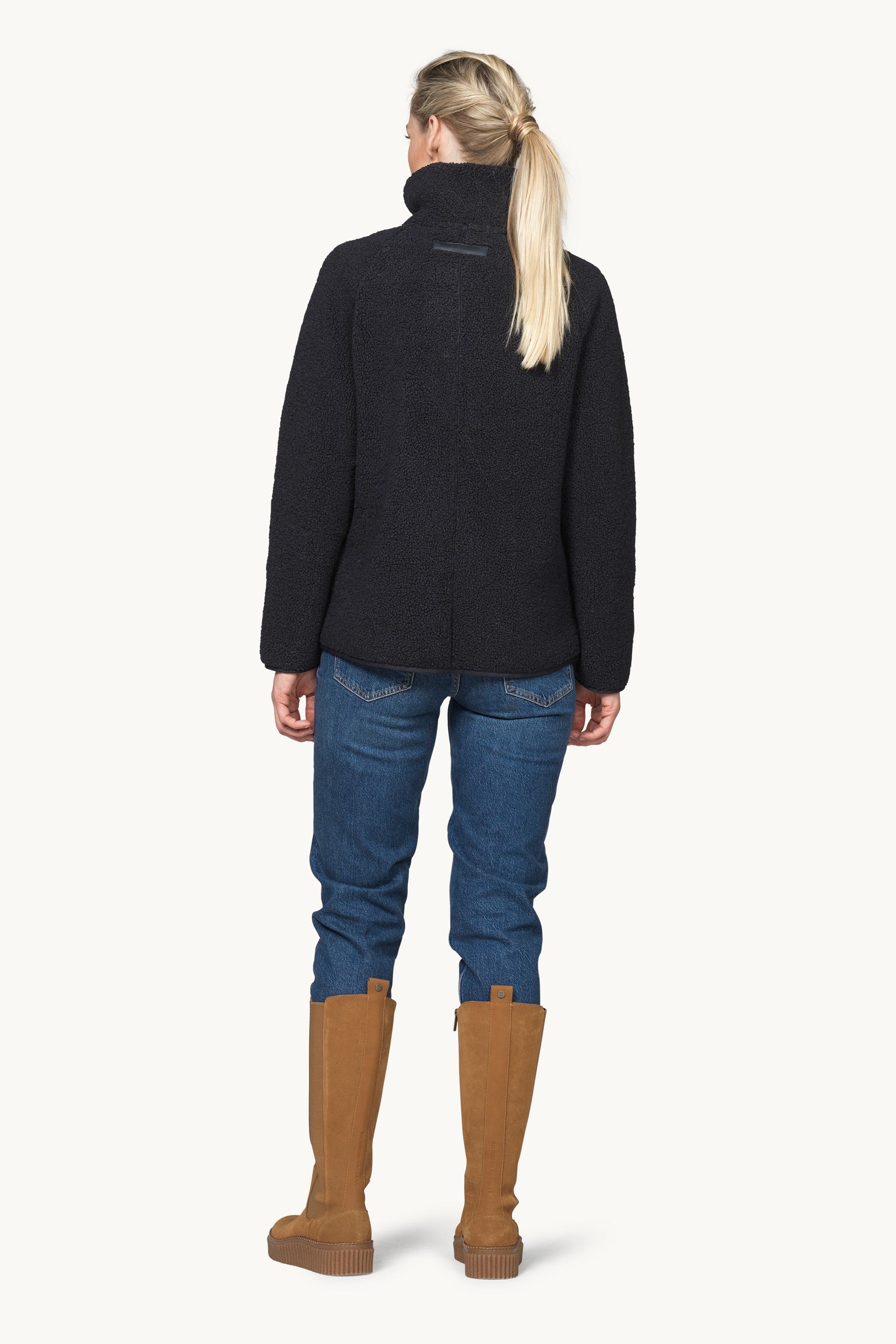 Short Pile Jacket with Zipper - Dark Indigo