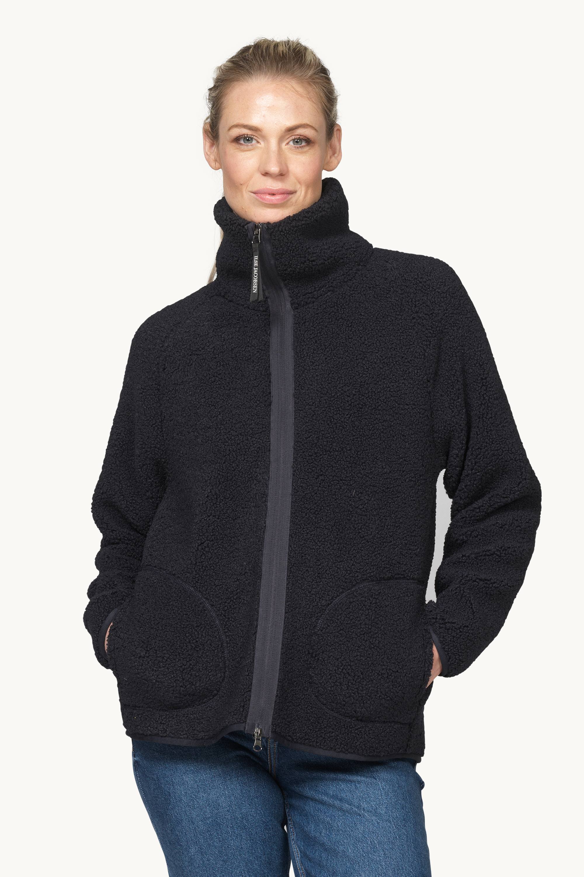 Short Pile Jacket with Zipper - Dark Indigo
