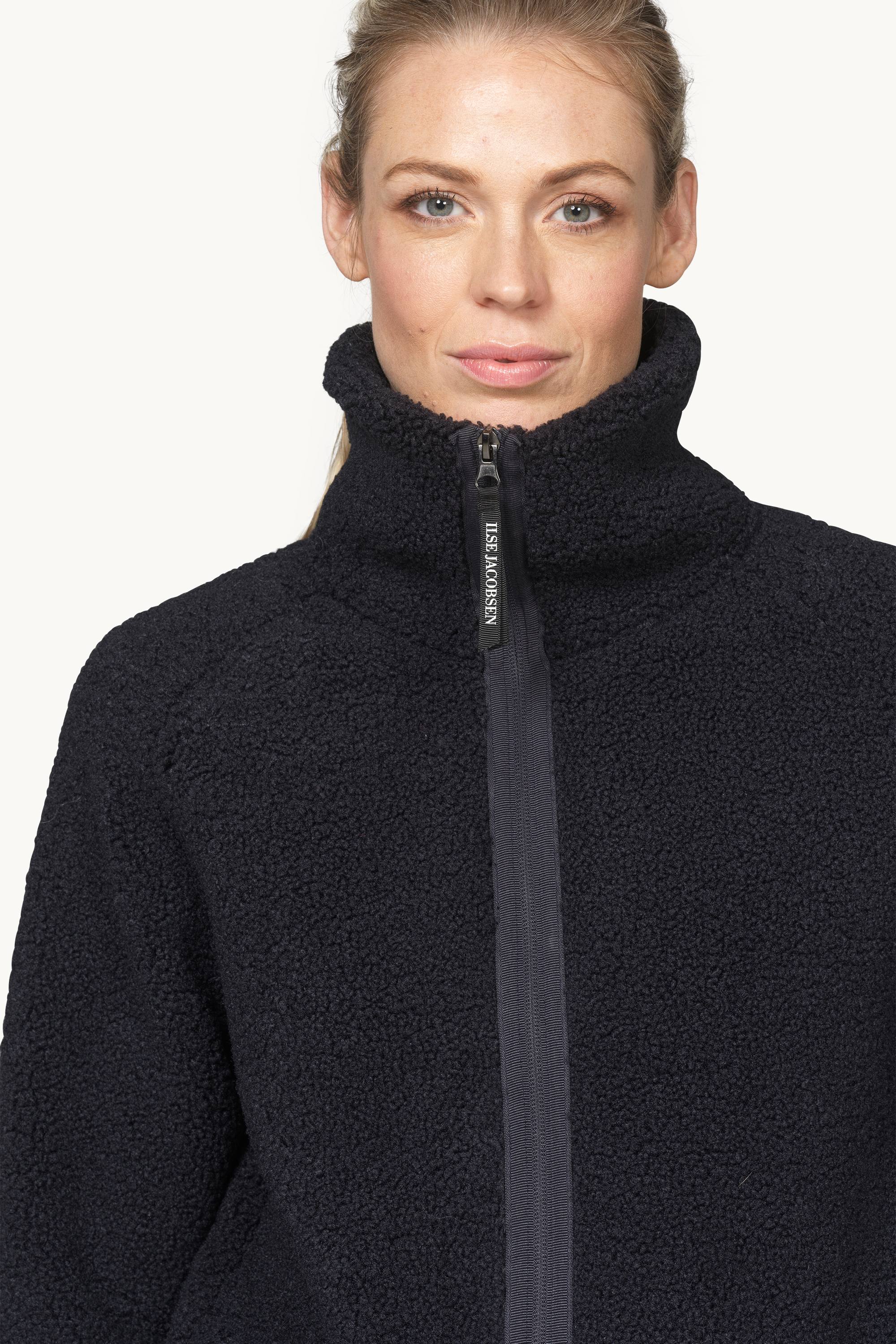 Short Pile Jacket with Zipper - Dark Indigo
