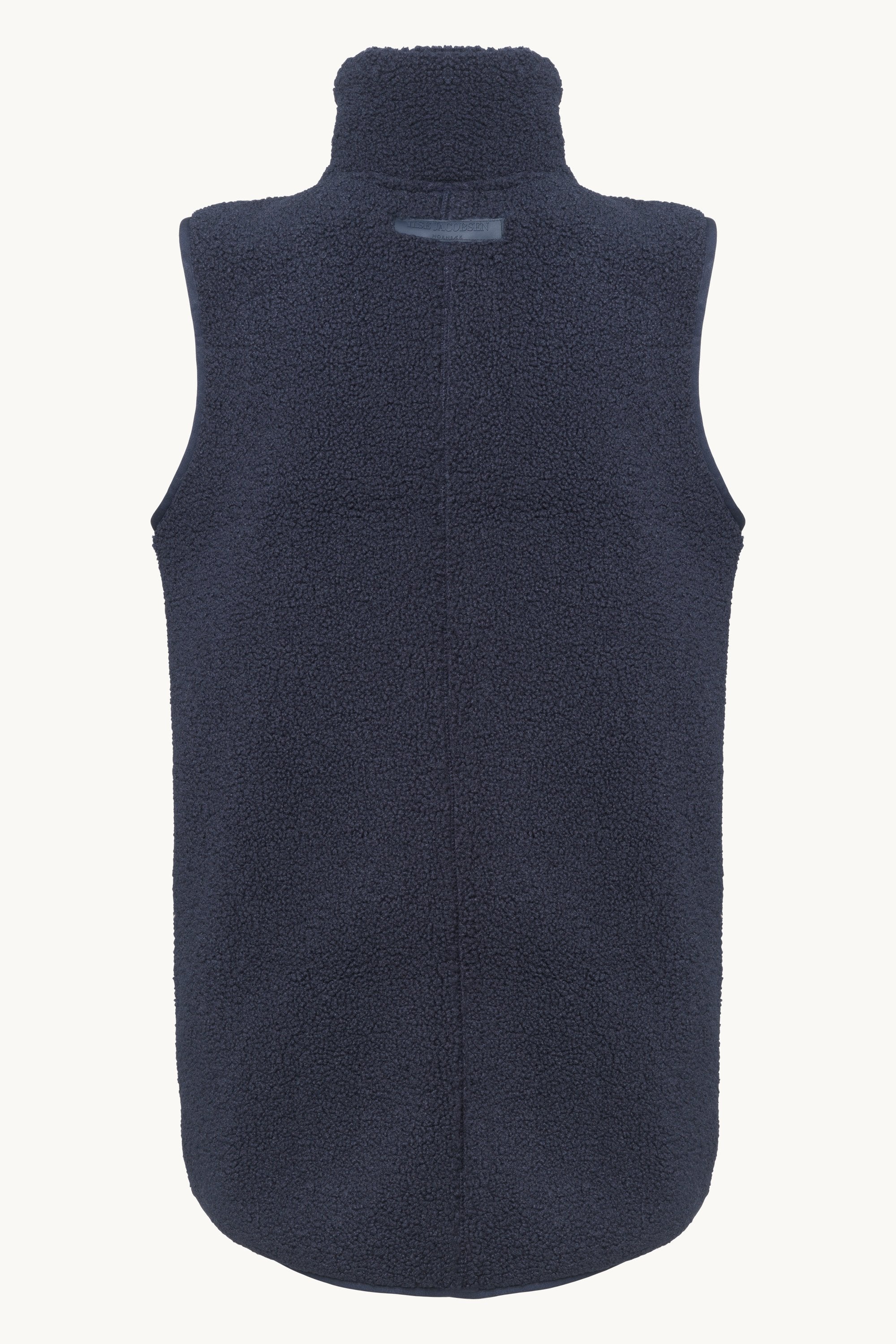 Long Pile Vest with Zipper - Dark Indigo