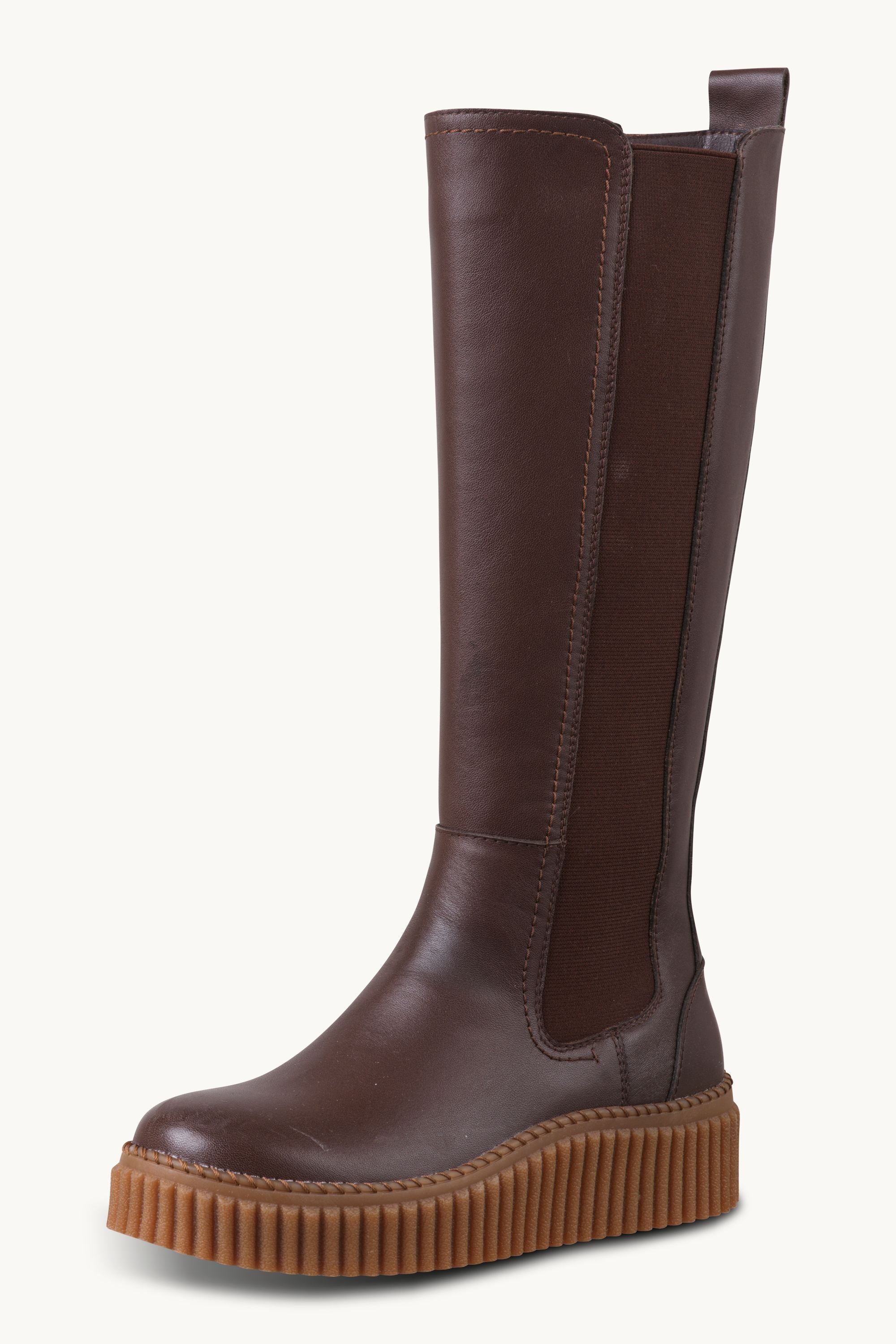 Tall Boots With Elastic - Brown Clay