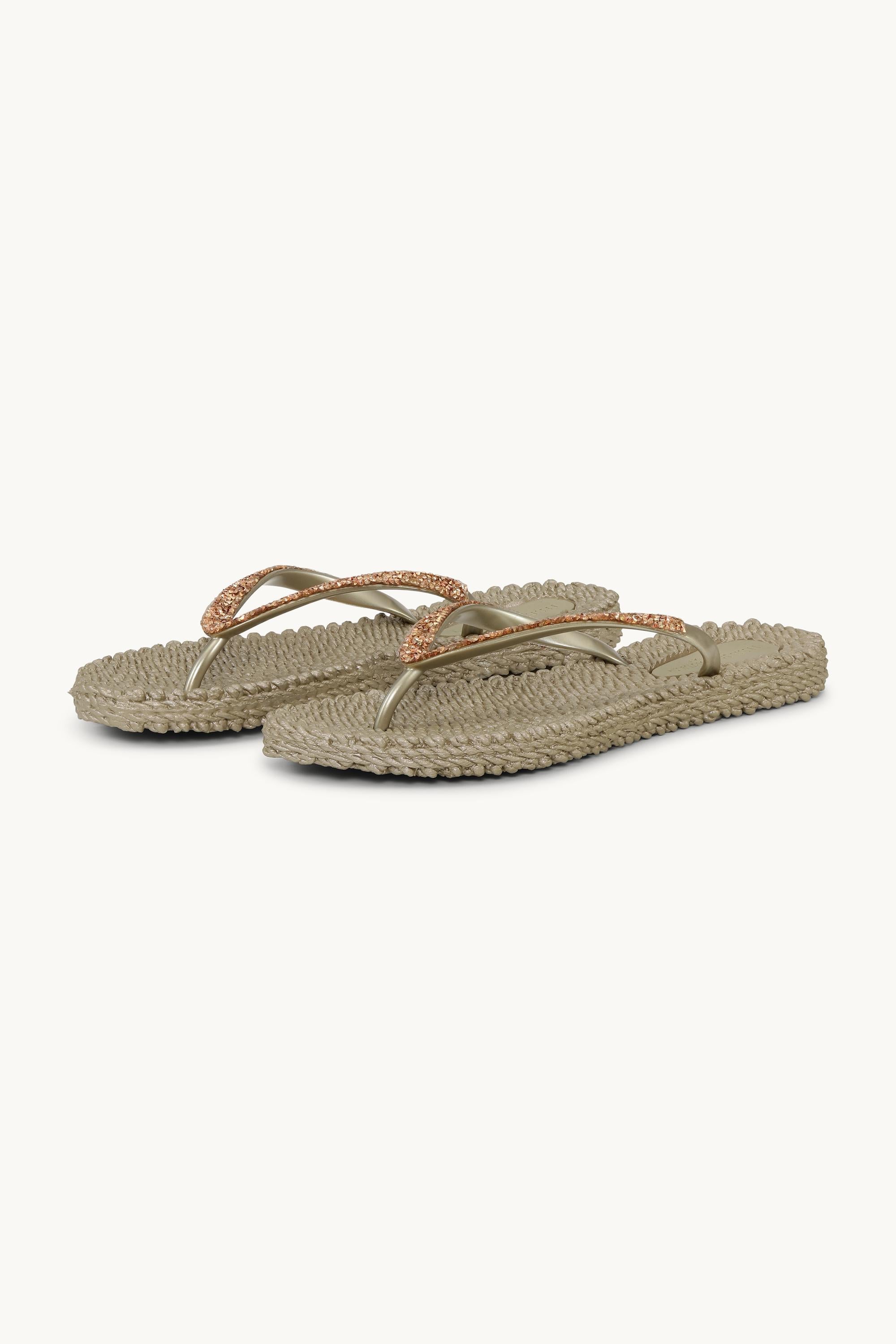 Flip Flops with Rhinestones - Platin