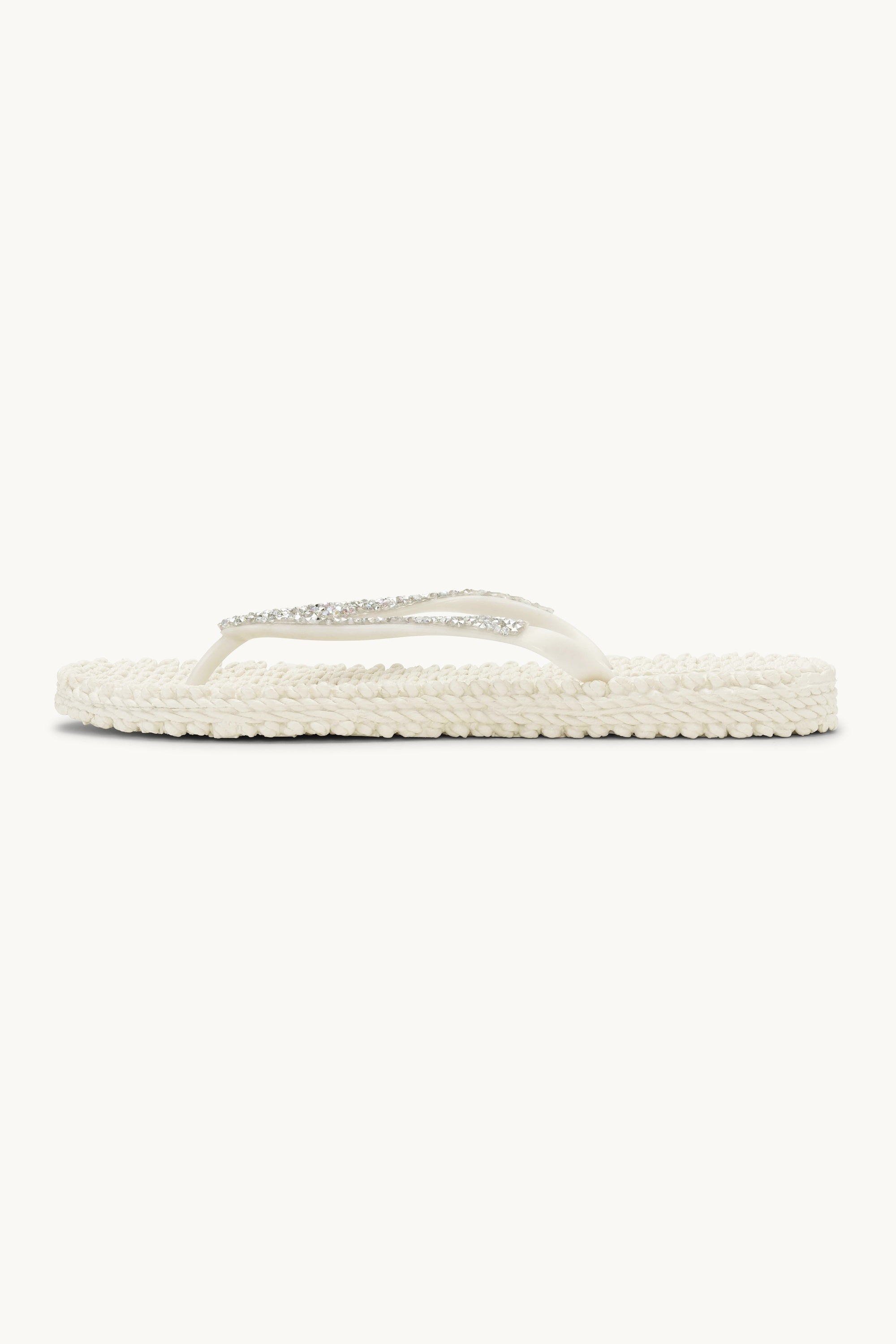 Flip Flops With Rhinestones - Creme