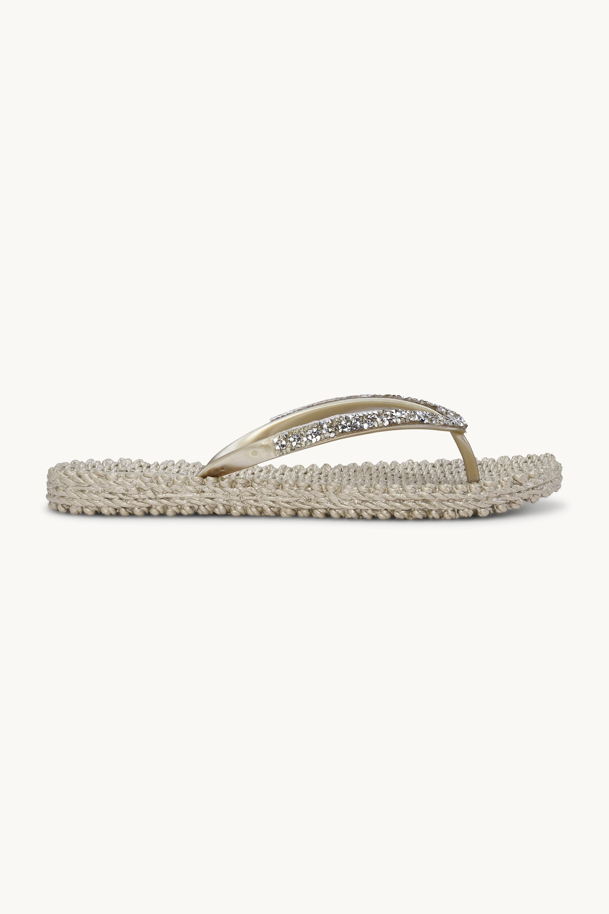 Flip Flops With Rhinestones - Platin