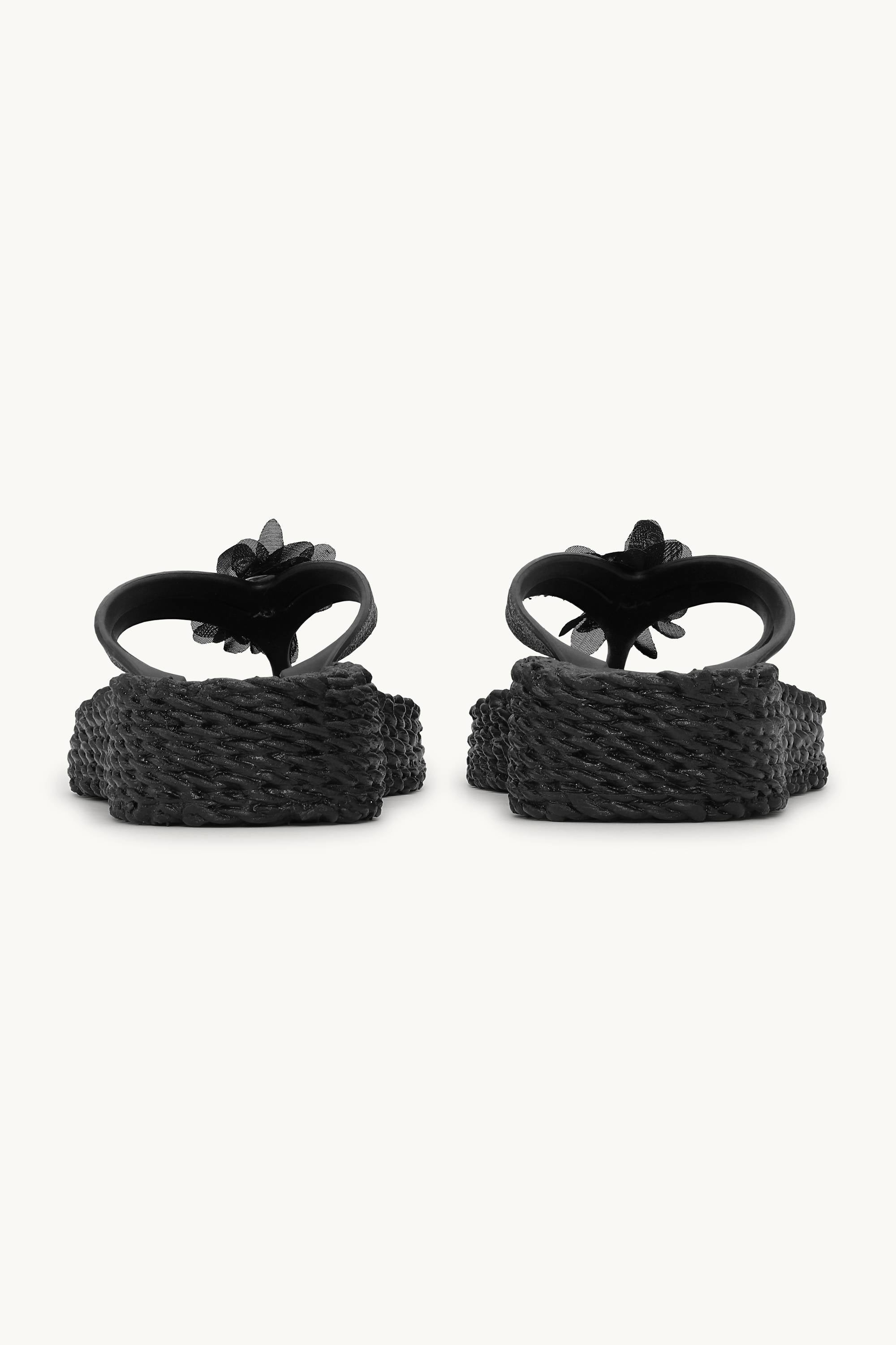 Flip Flops with Flower - Black