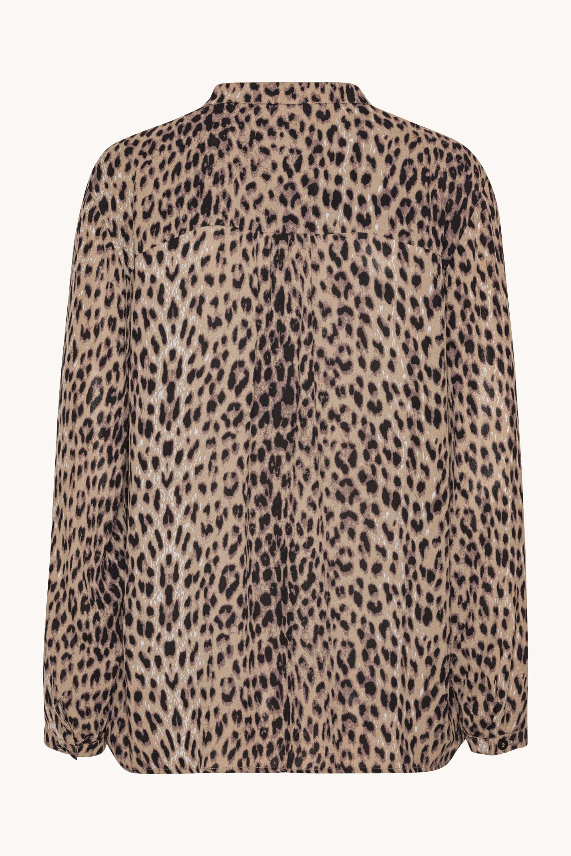 Skjorte med Halv Knappestolpe - Brown Panthera Print