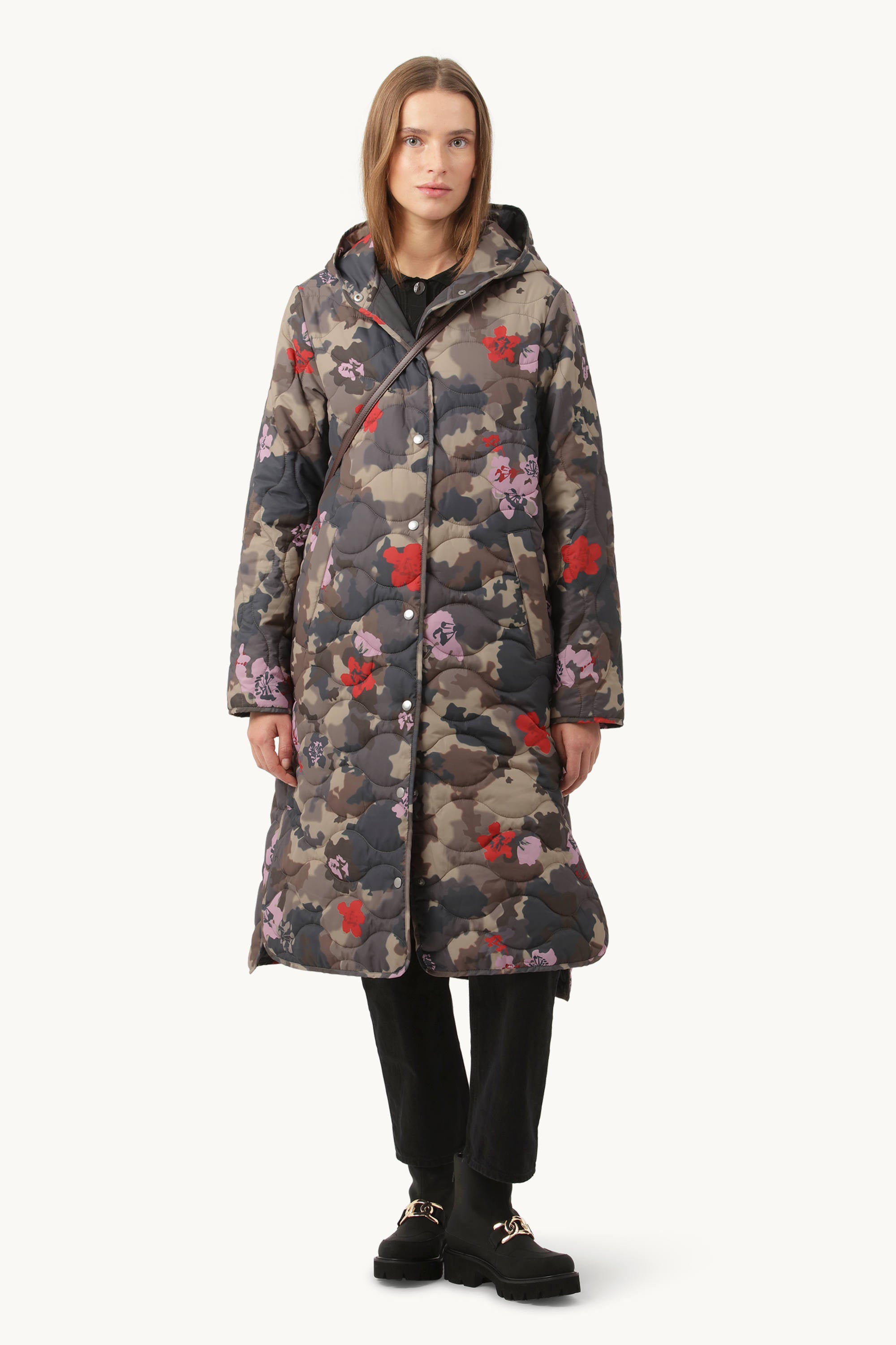 Lang Quiltet Jakke - Floral Camo