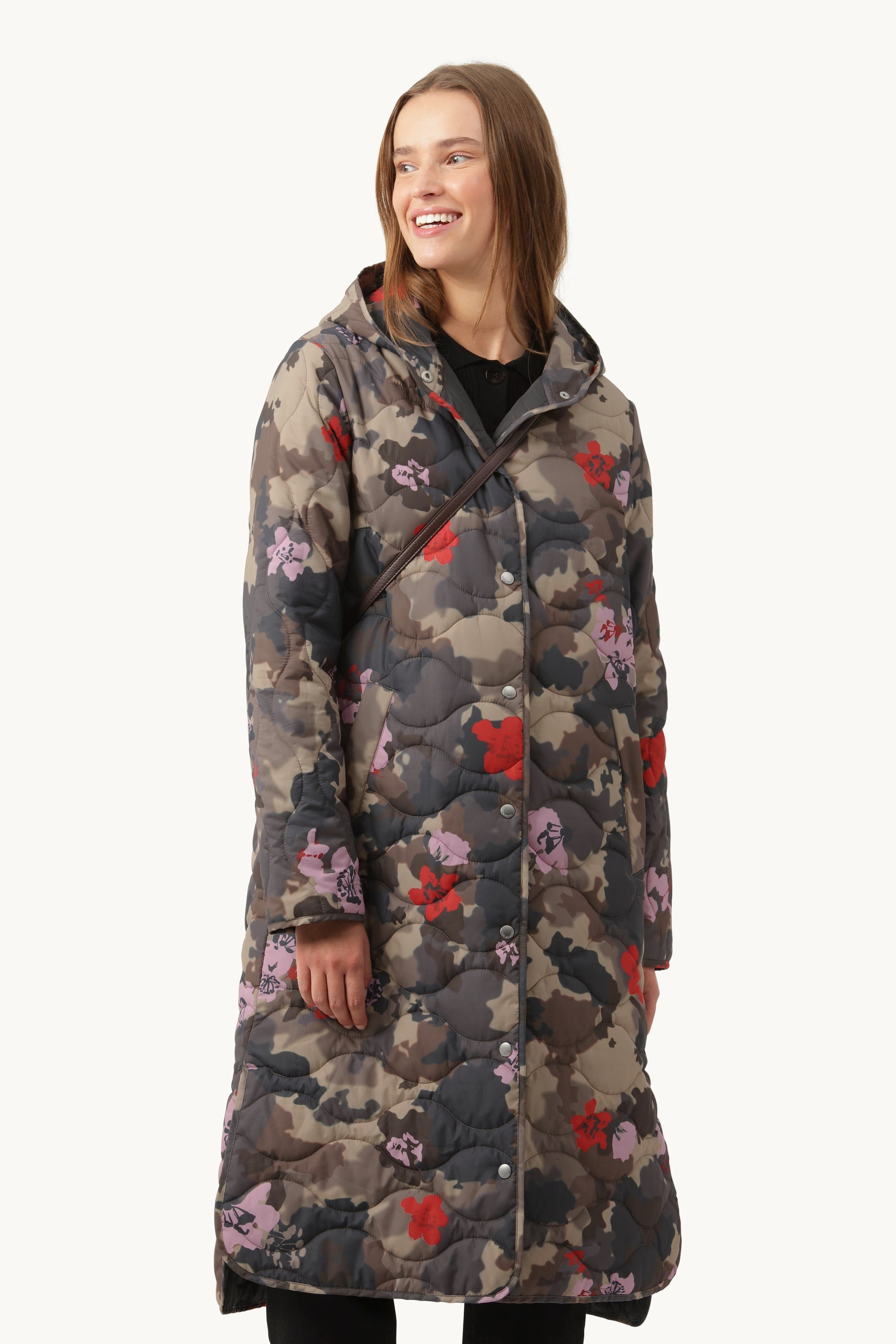 Lang Quiltet Jakke - Floral Camo