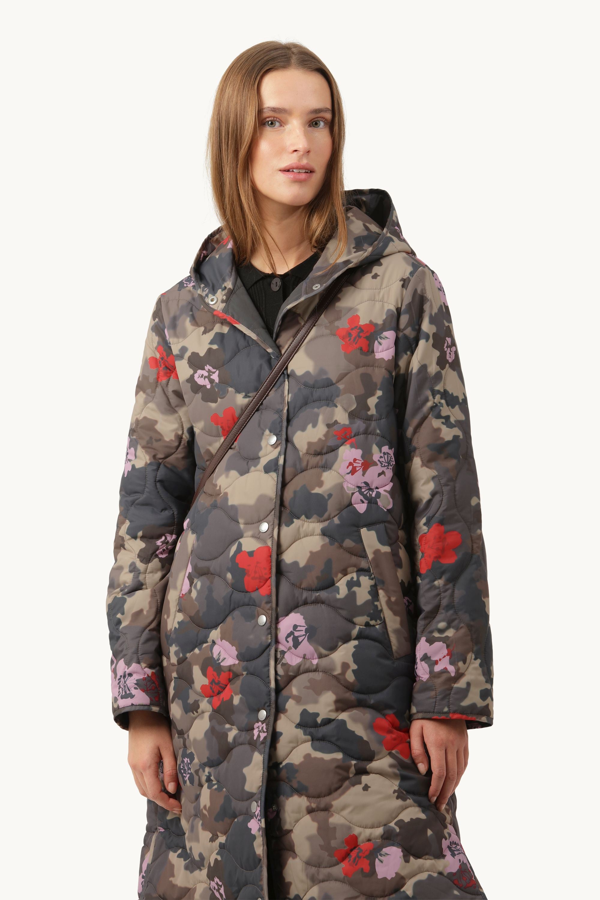 Lang Quiltet Jakke - Floral Camo