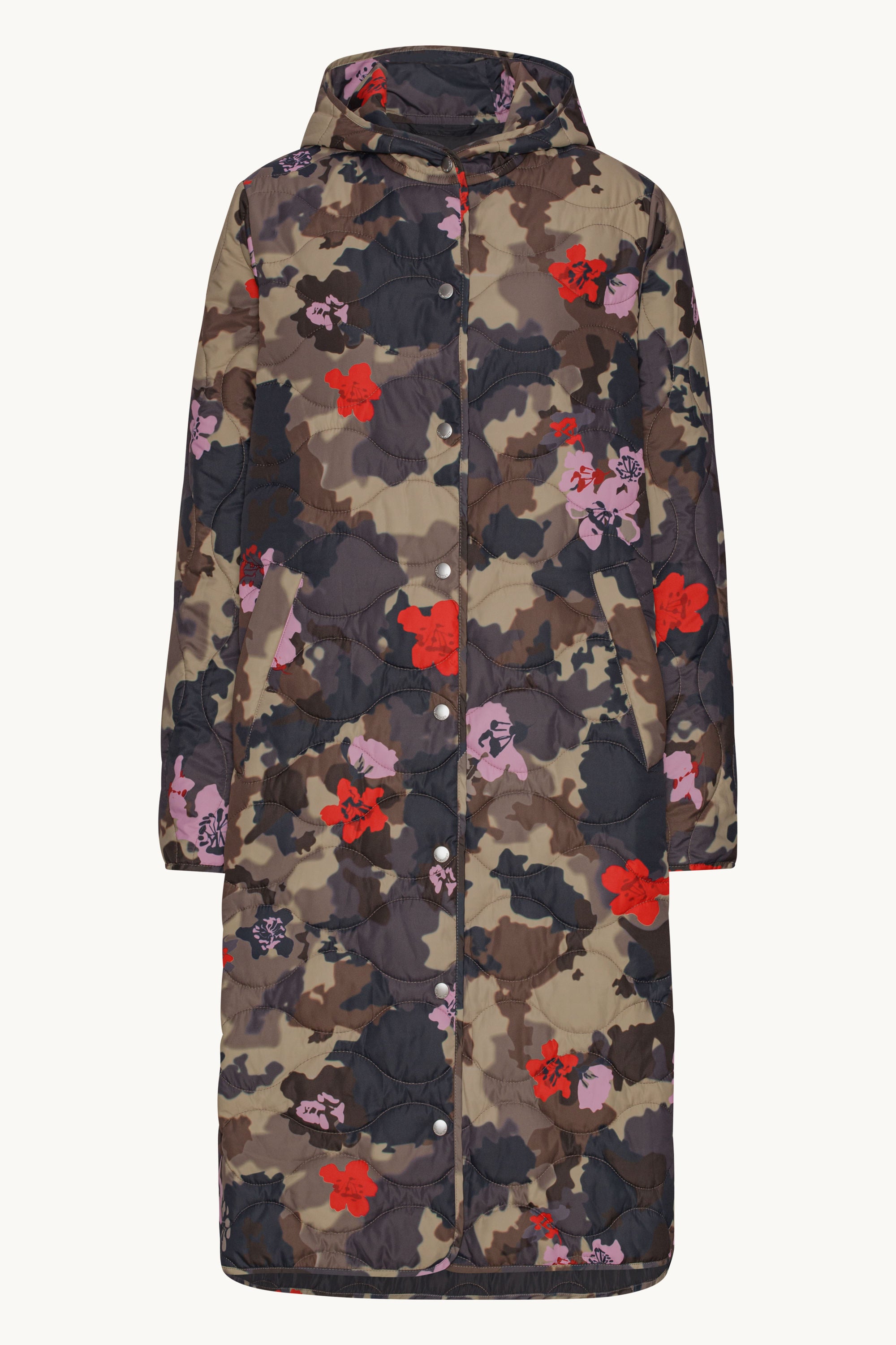 Lang Quiltet Jakke - Floral Camo