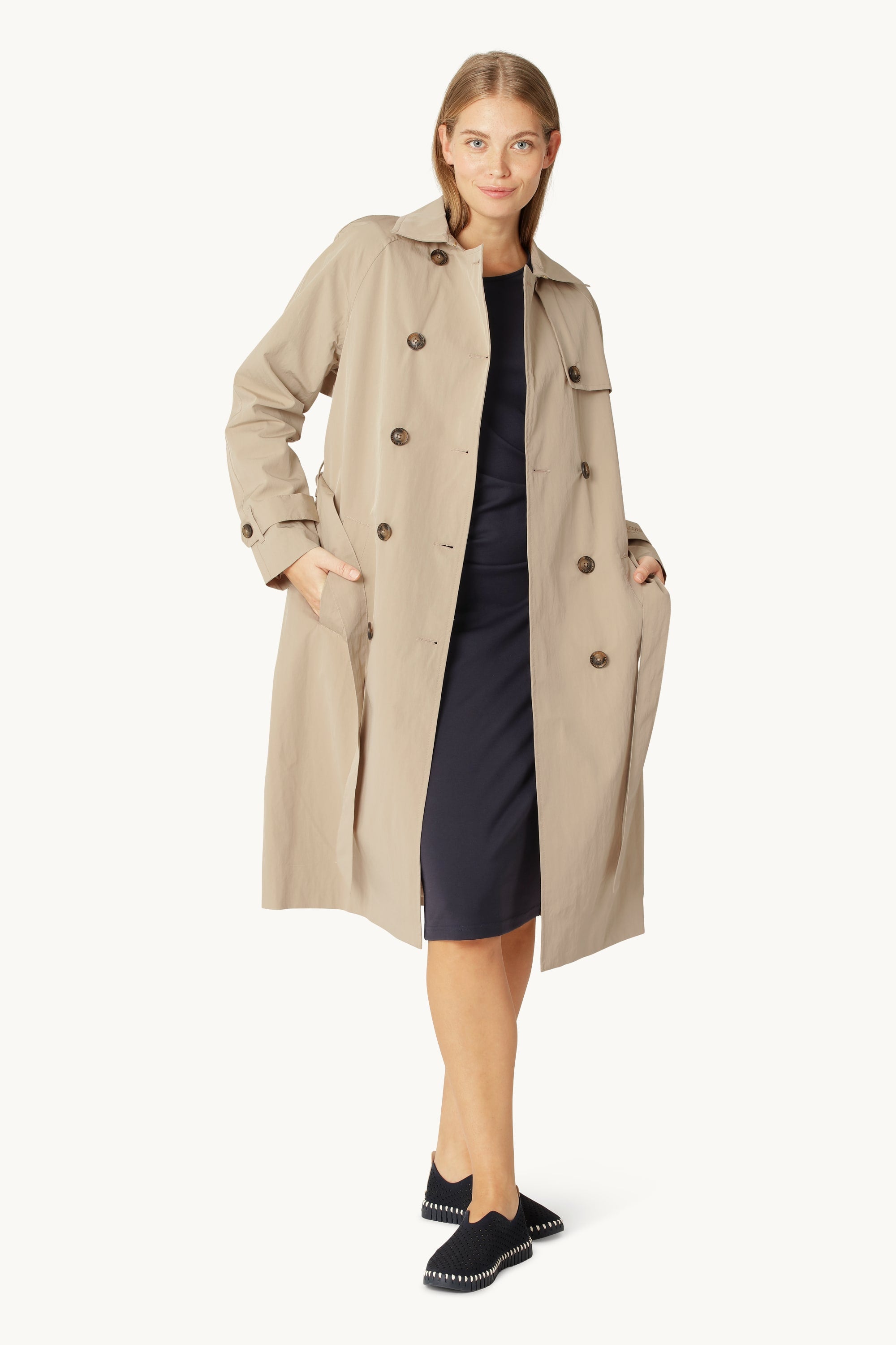 Teknisk Trench Regnjakke - White Pepper