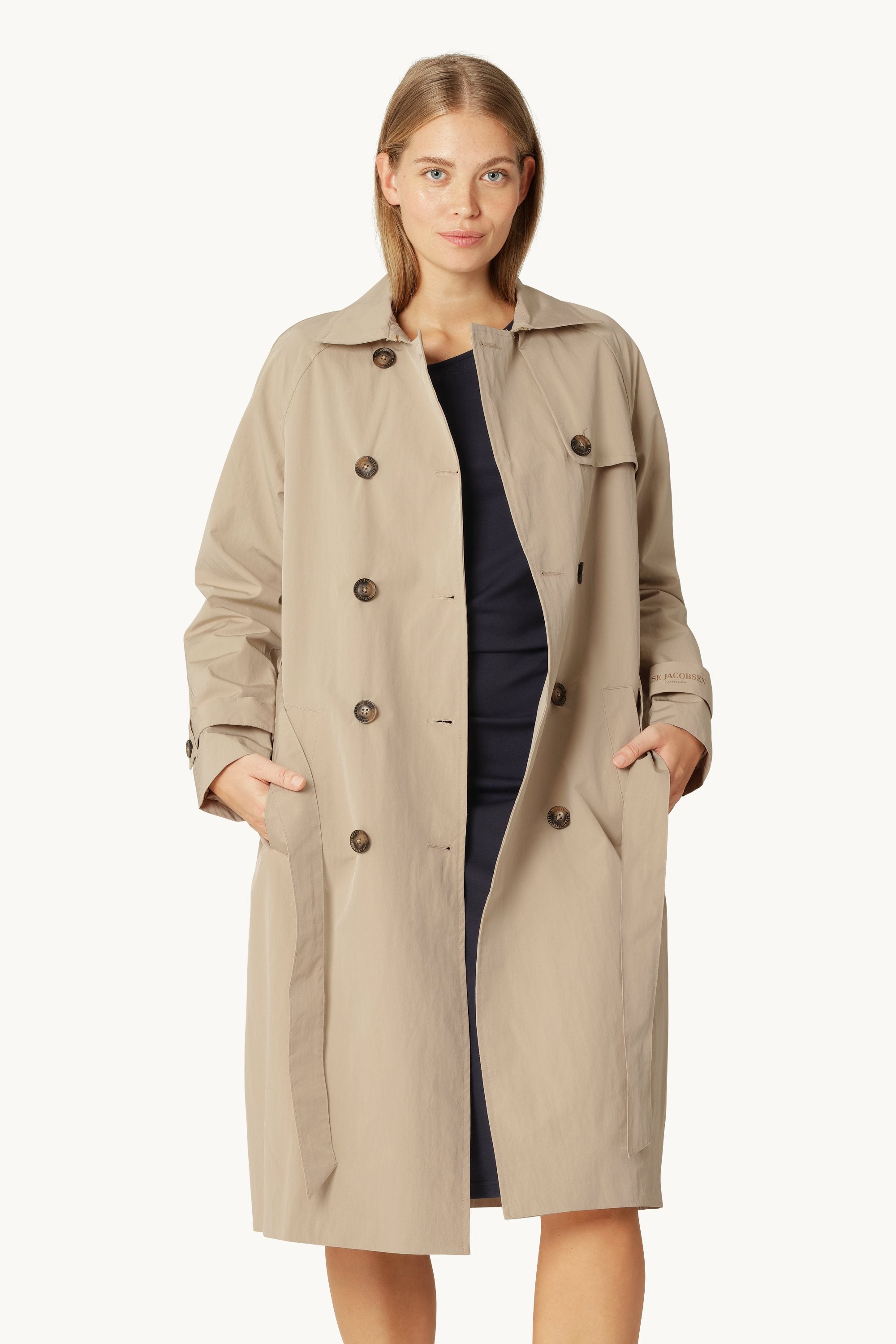 Teknisk Trench Regnjakke - White Pepper