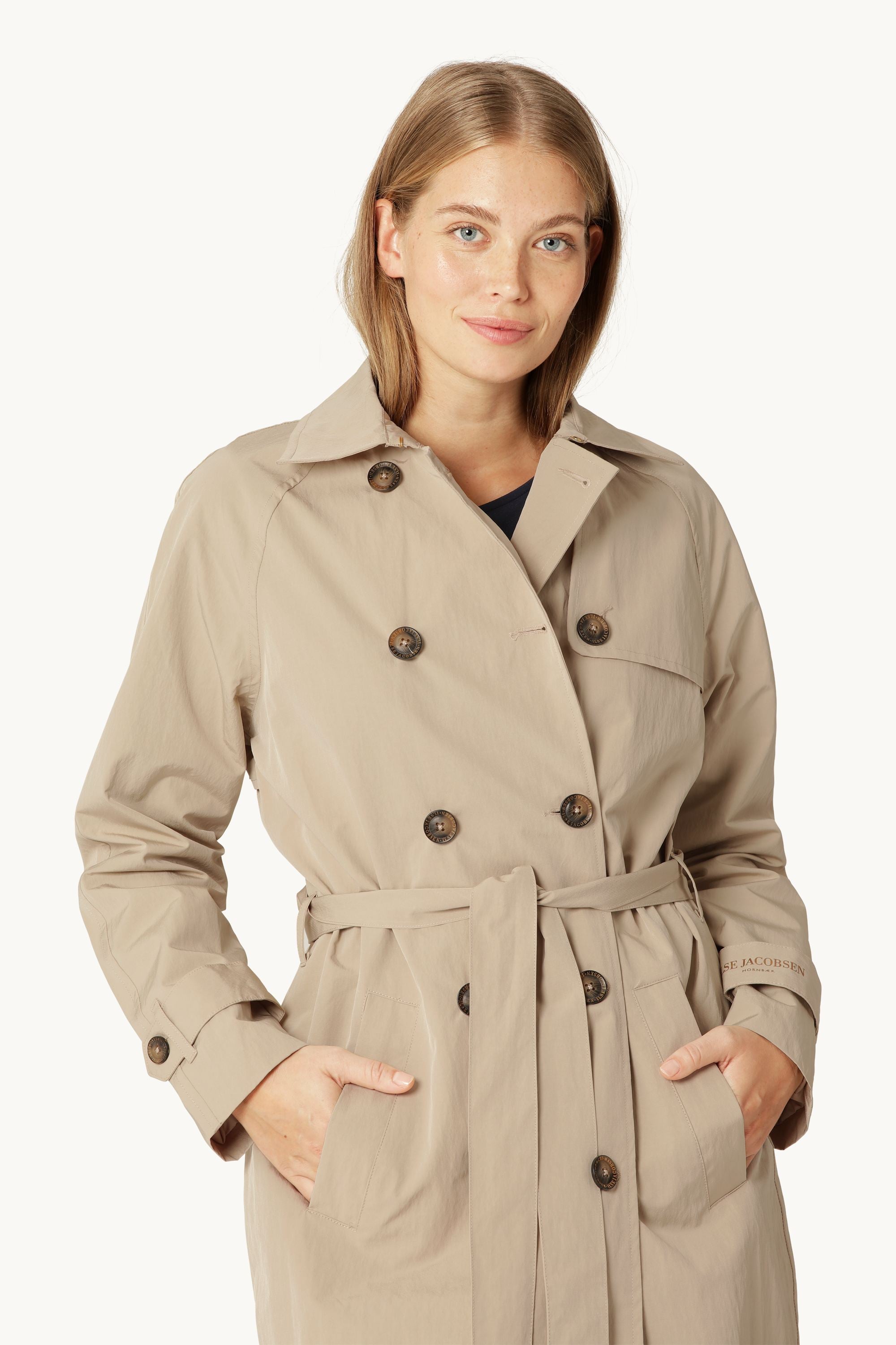 Teknisk Trench Regnjakke - White Pepper