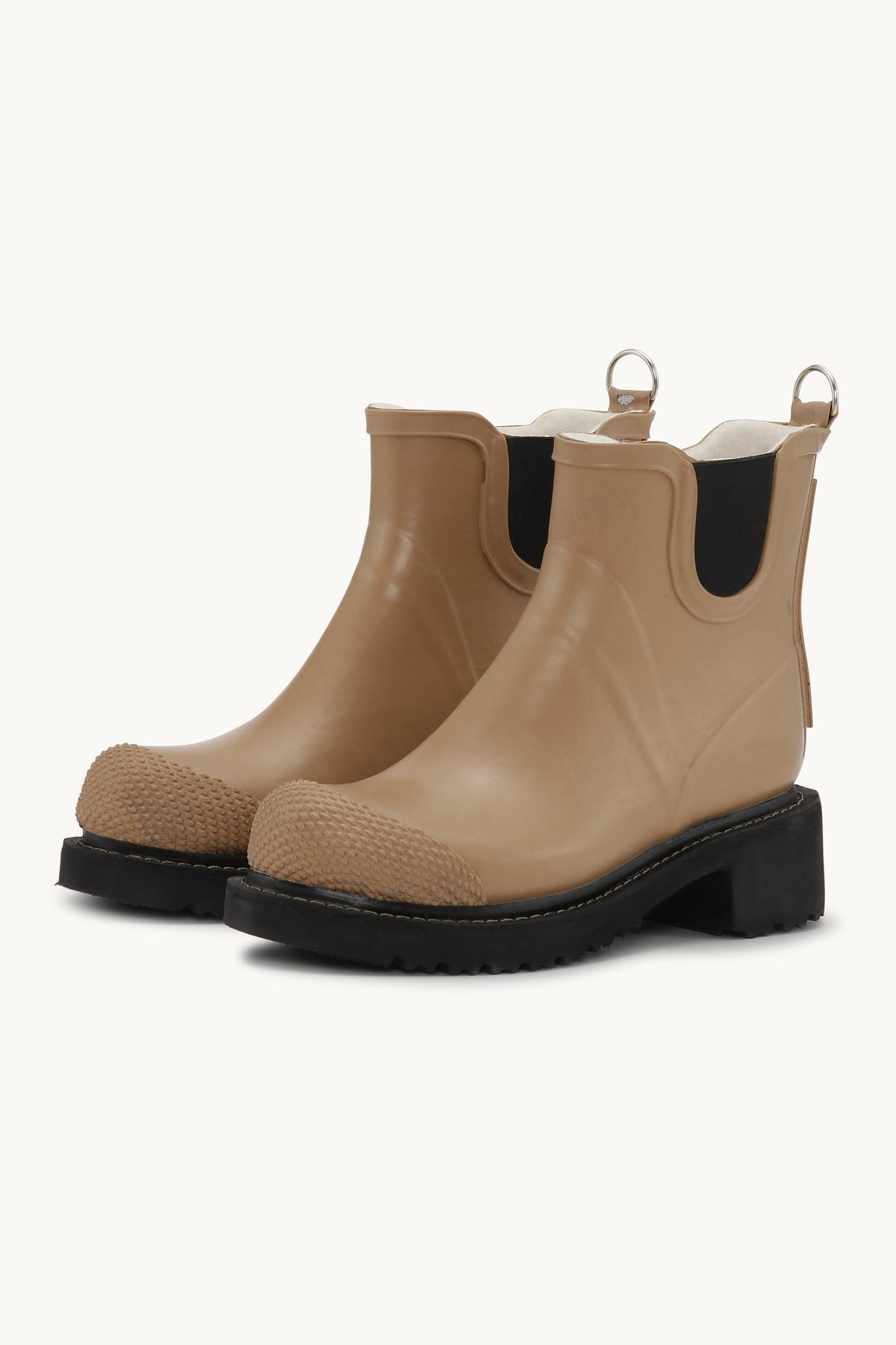 Short Rubber Boots With High Heel - Otter
