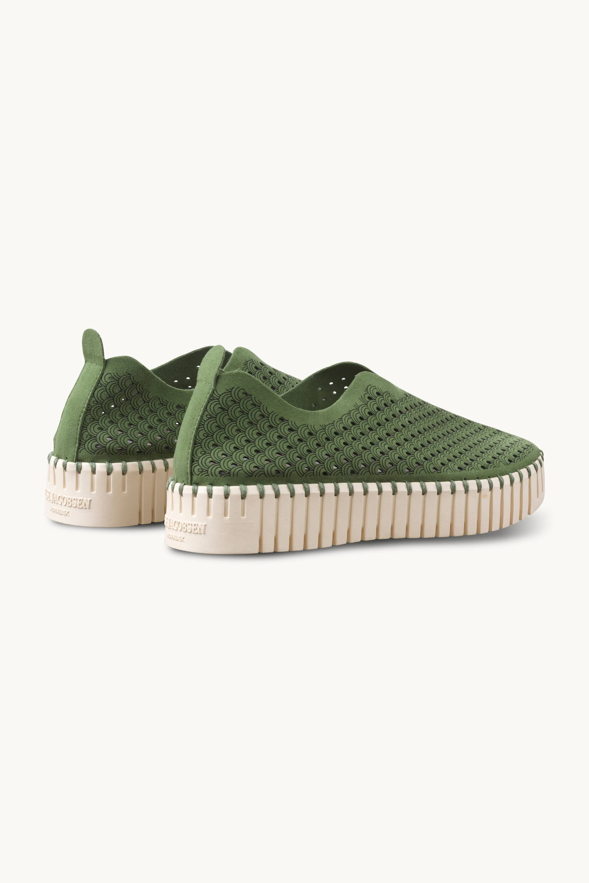 Platform Tulip Sko - Artichoke Green Pearled Ivory