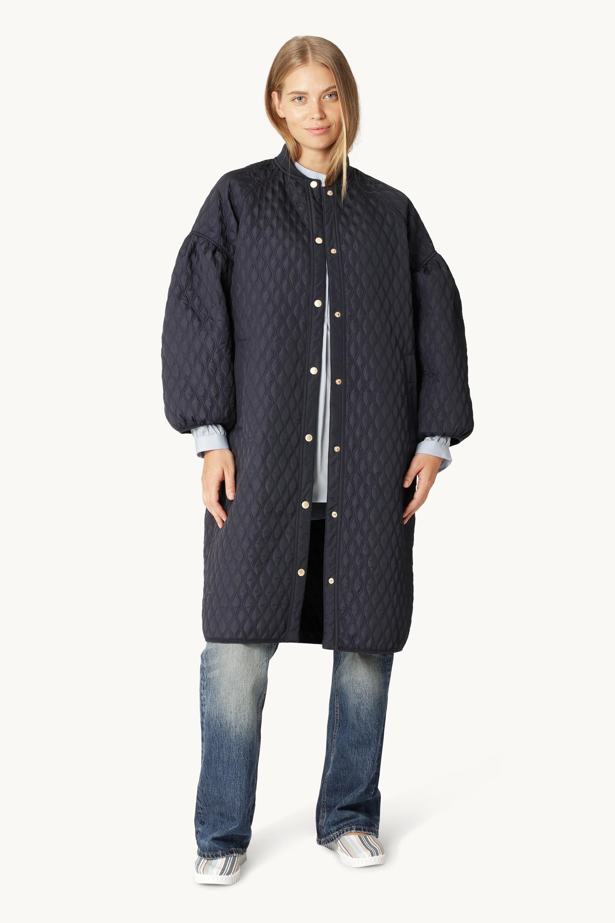Lang Vattert Jakke - Dark Indigo