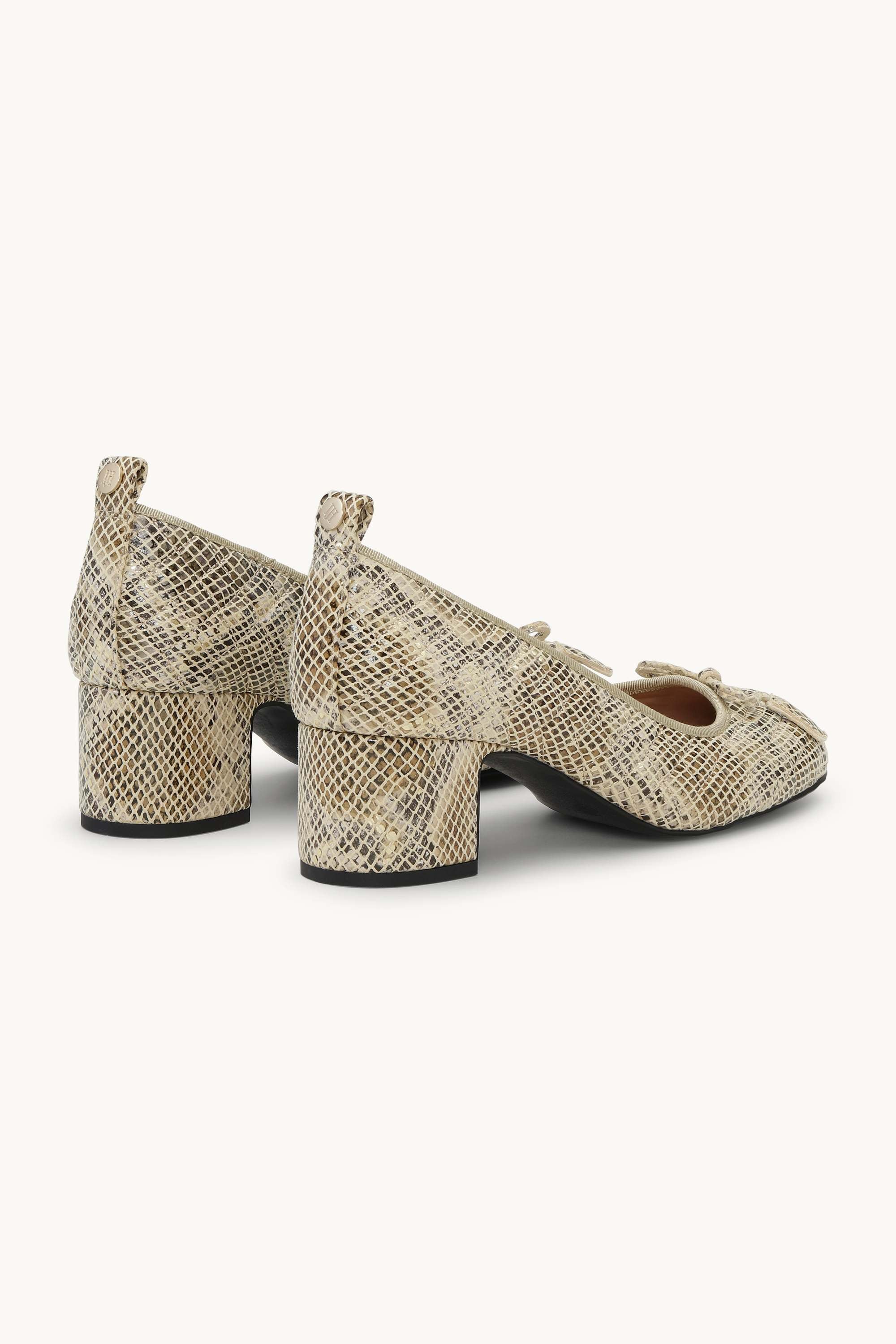 Quilted Ballerina with Heel - Latte Black