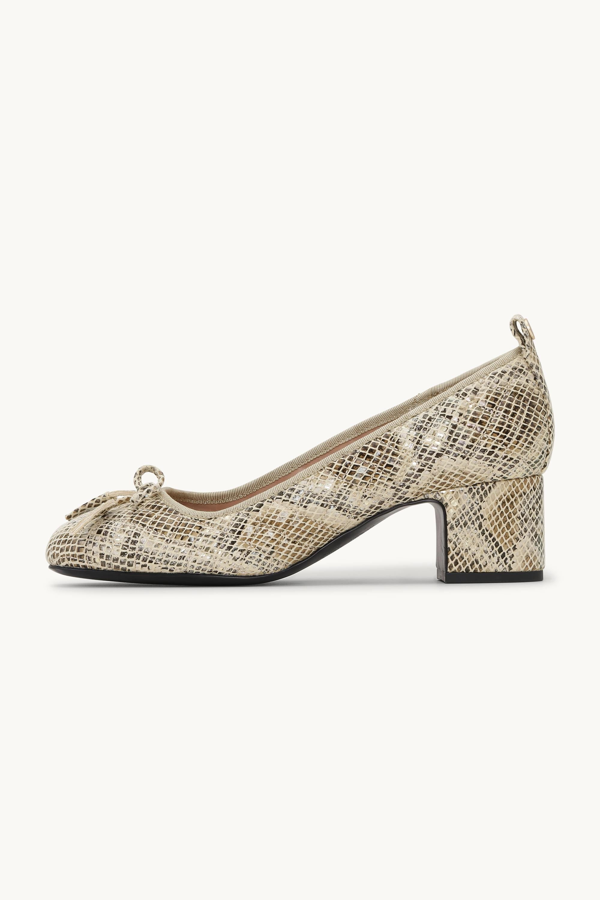 Quilted Ballerina with Heel - Latte Black