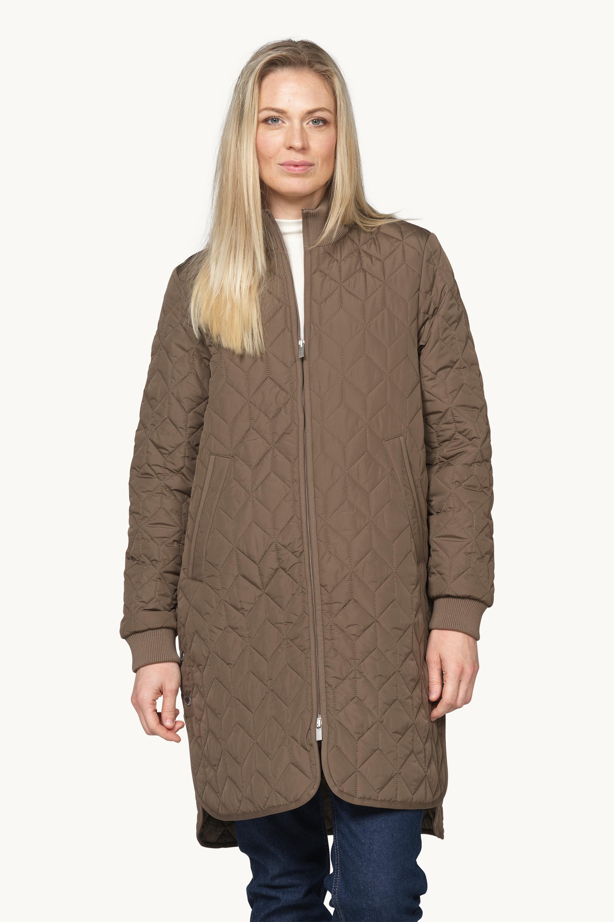 Lang Quiltet Jakke - Mud