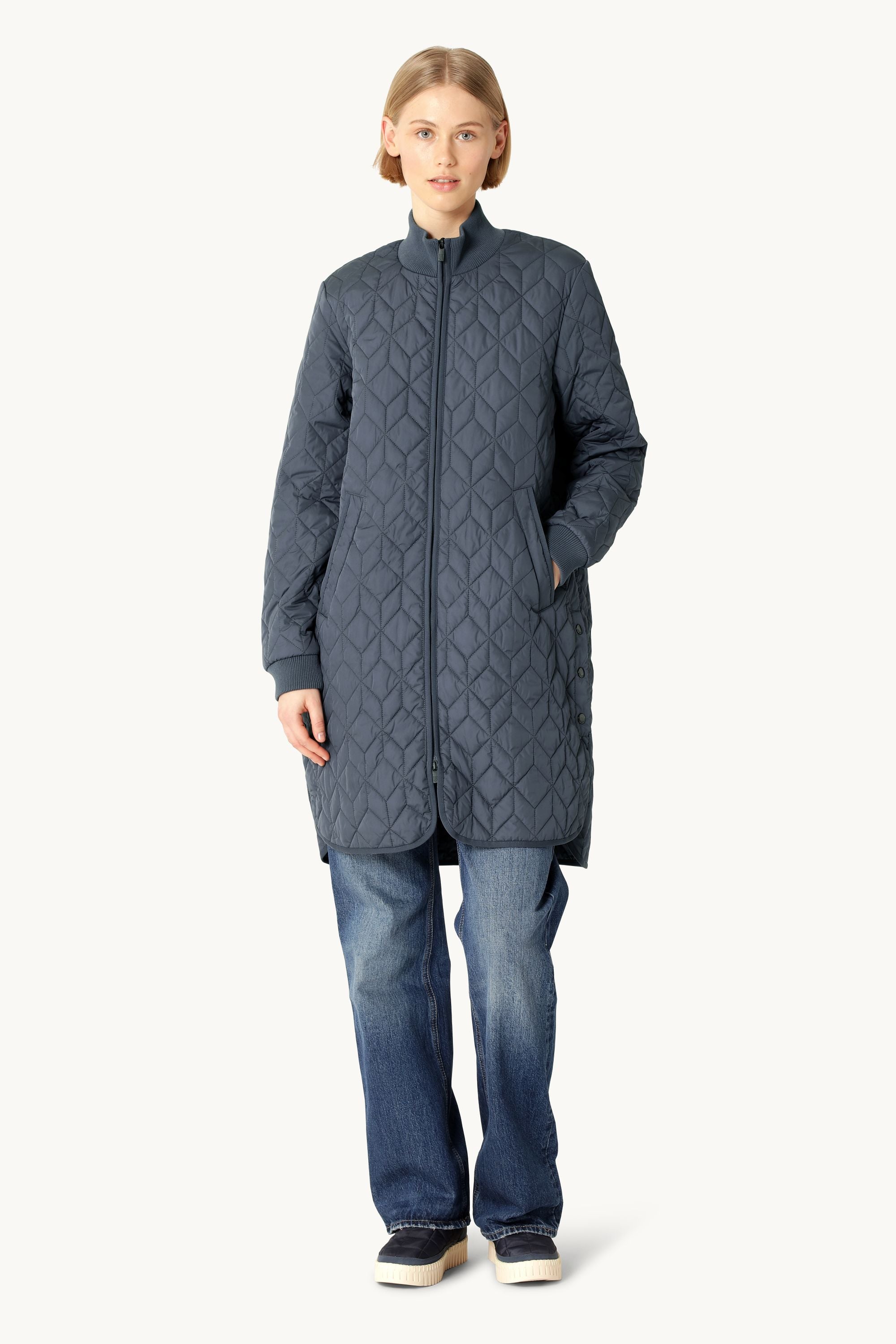 Lang Quiltet Jakke - Ombre Blue