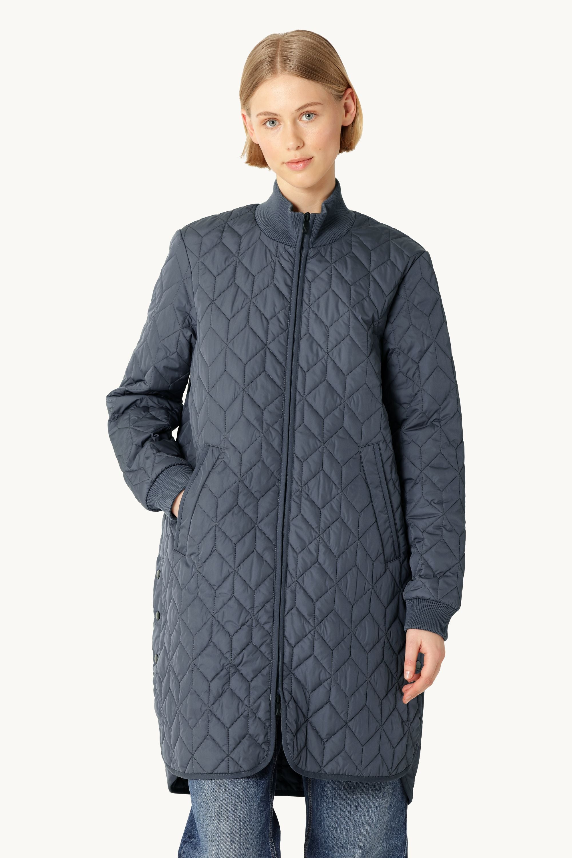 Lang Quiltet Jakke - Ombre Blue
