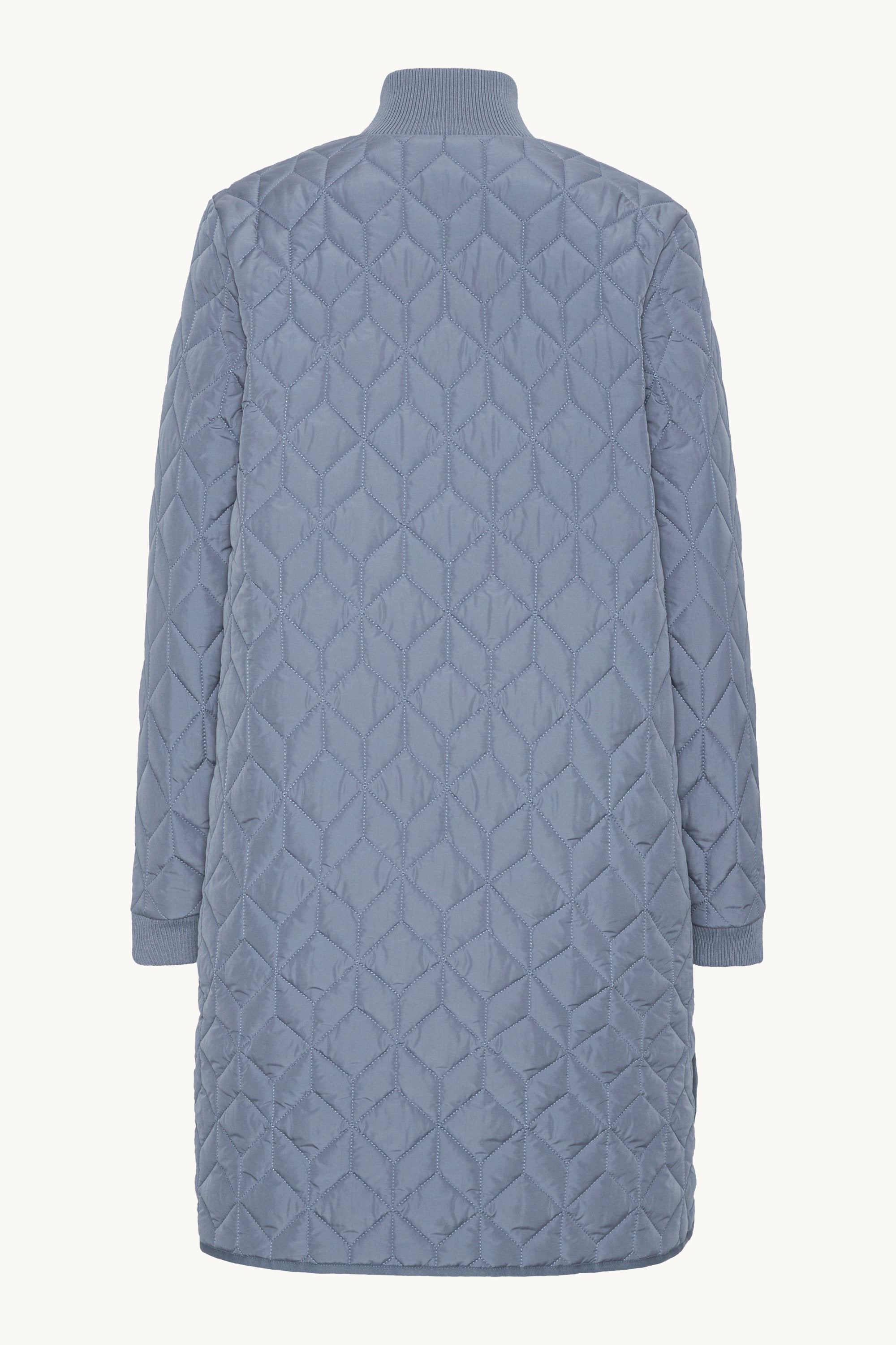 Lang Quiltet Jakke - Grey Blue