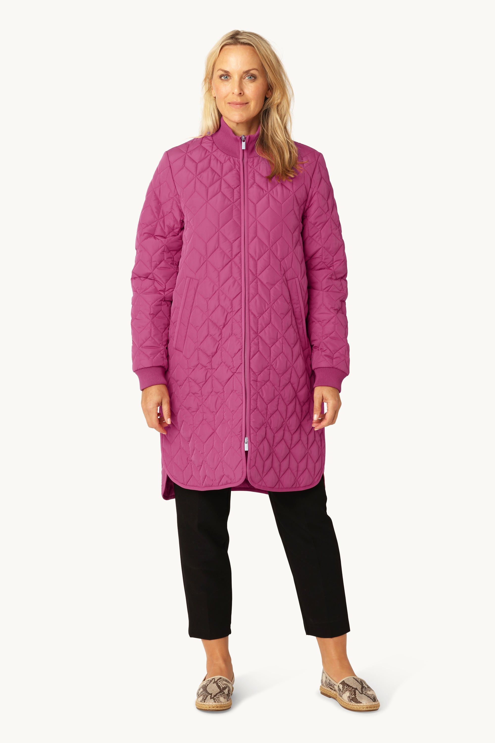 Lang Quiltet Jakke - Magenta Haze