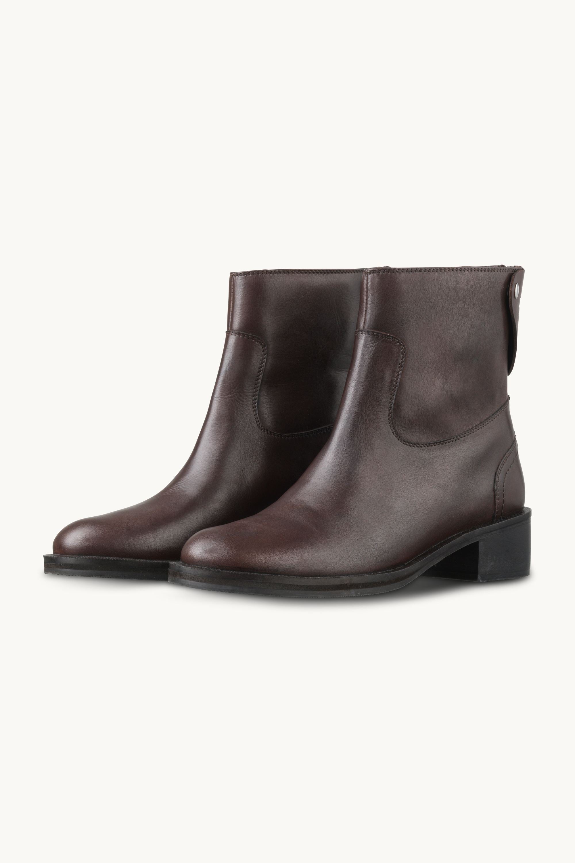 Leather Ankle Boots - Brown Black