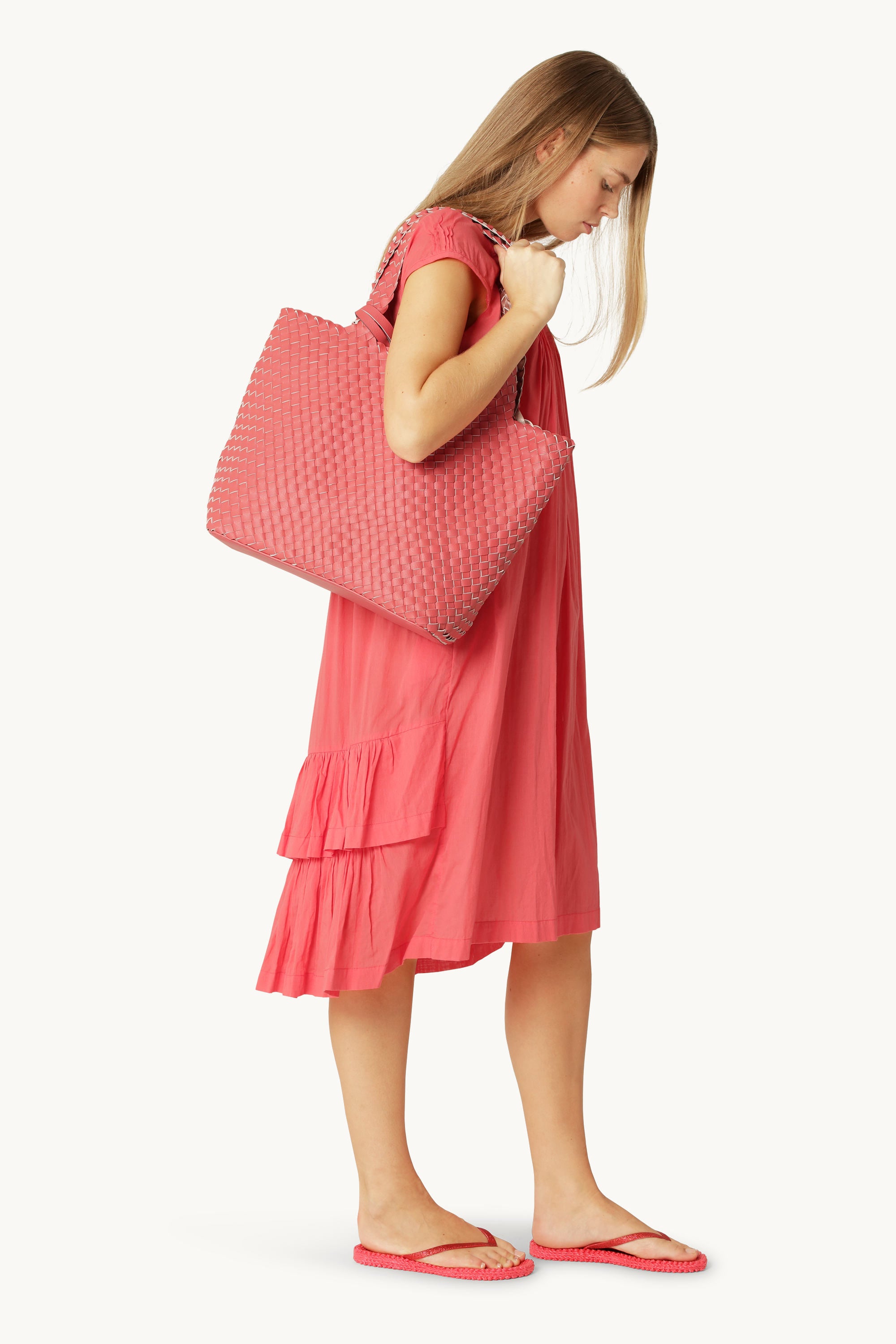 Tote Bag Flettet - Durbarry Metallic Rose