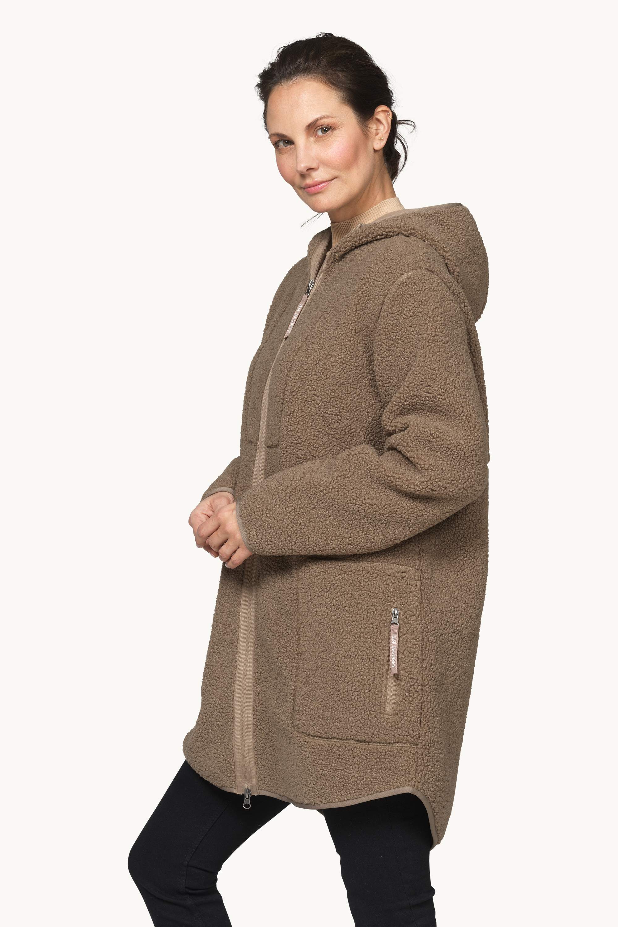 Bonded Pile Jacket with Hood - Greige