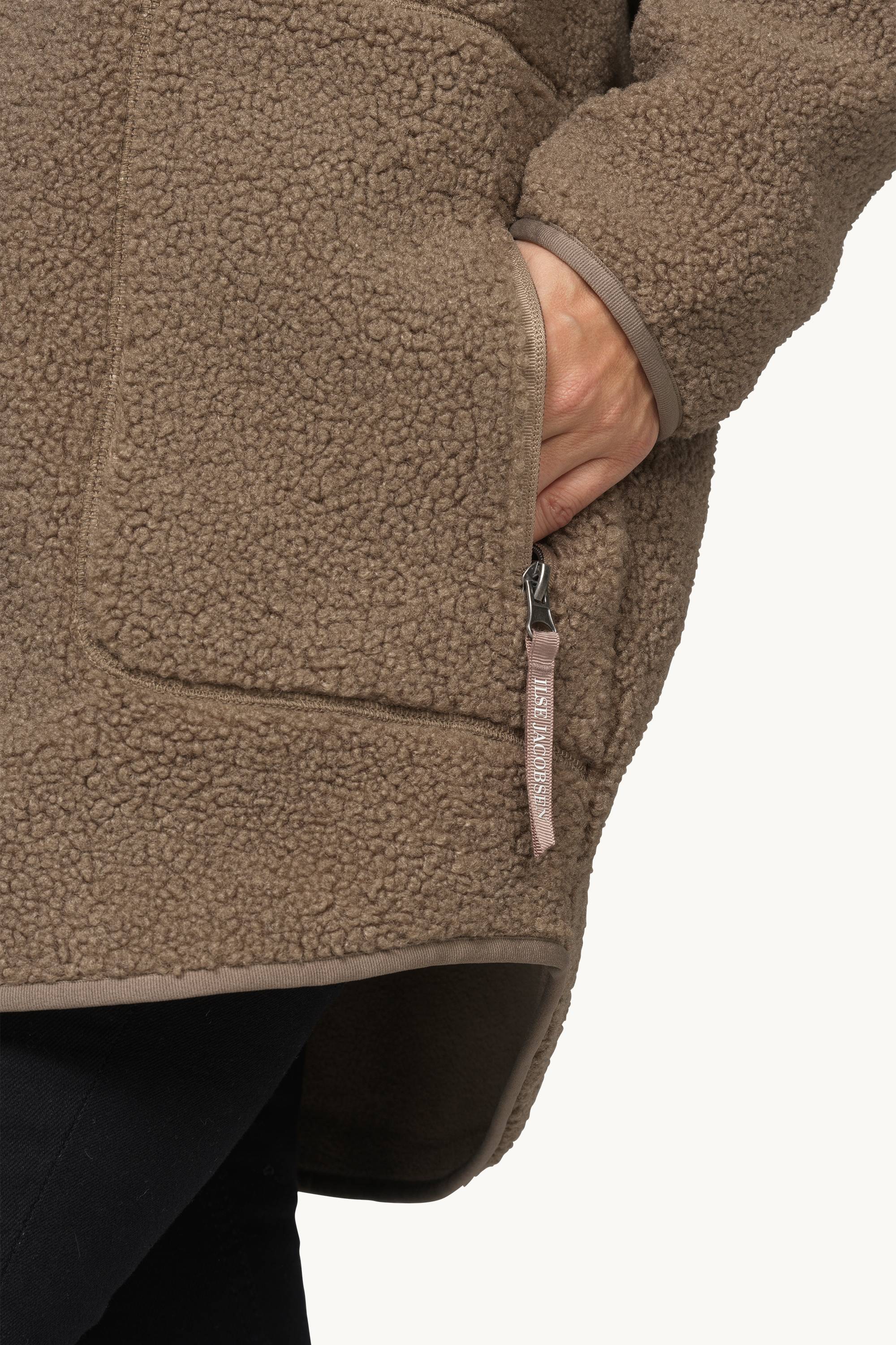 Bonded Pile Jacket with Hood - Greige