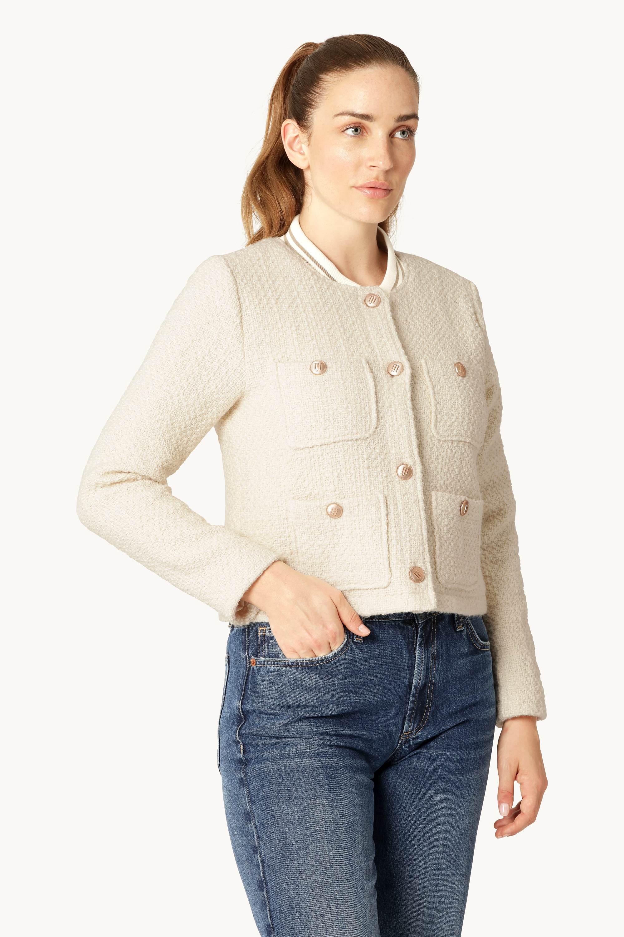 Bouclé Bomberjakke - Creme