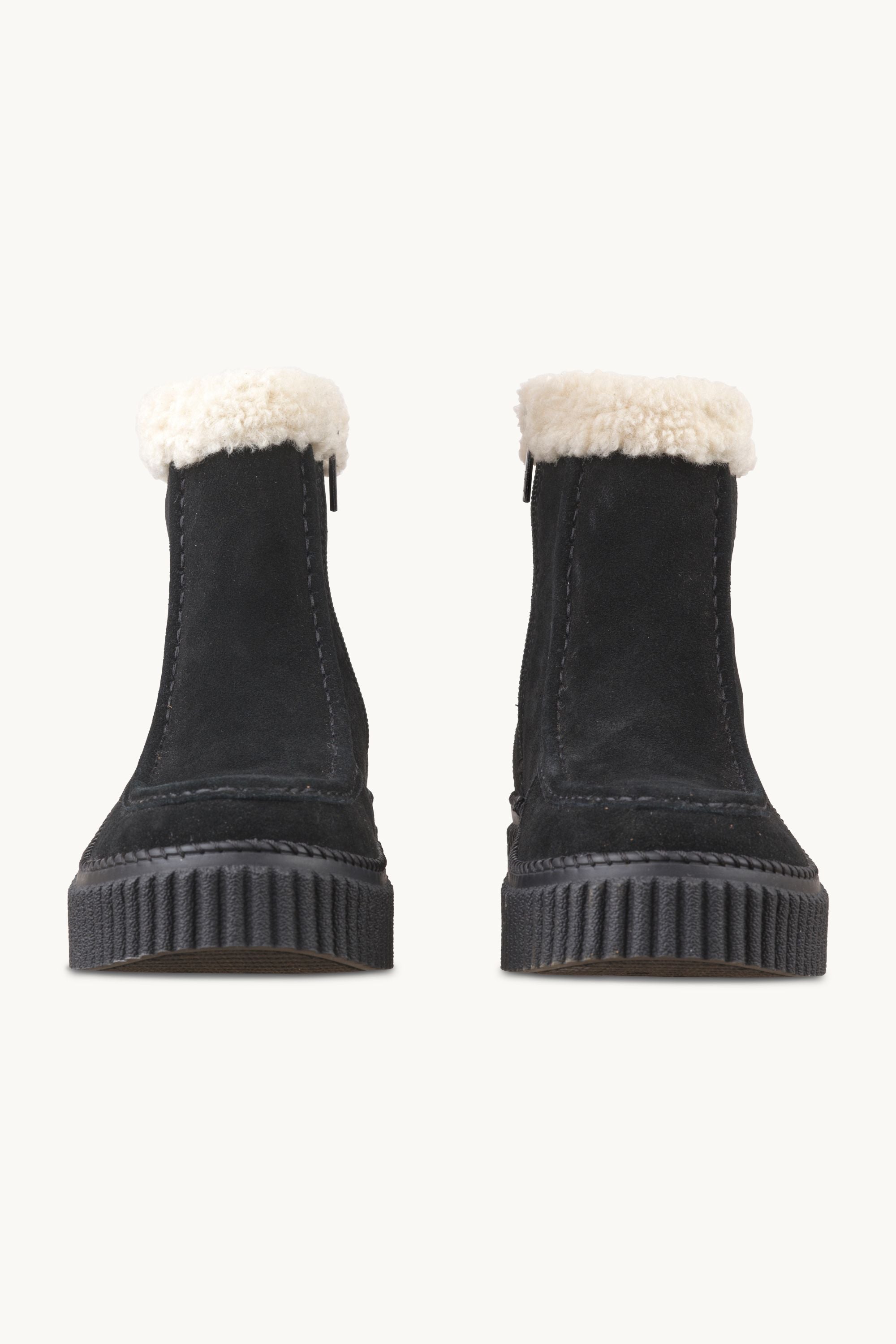 Suede Boots With Shearling - Black Black
