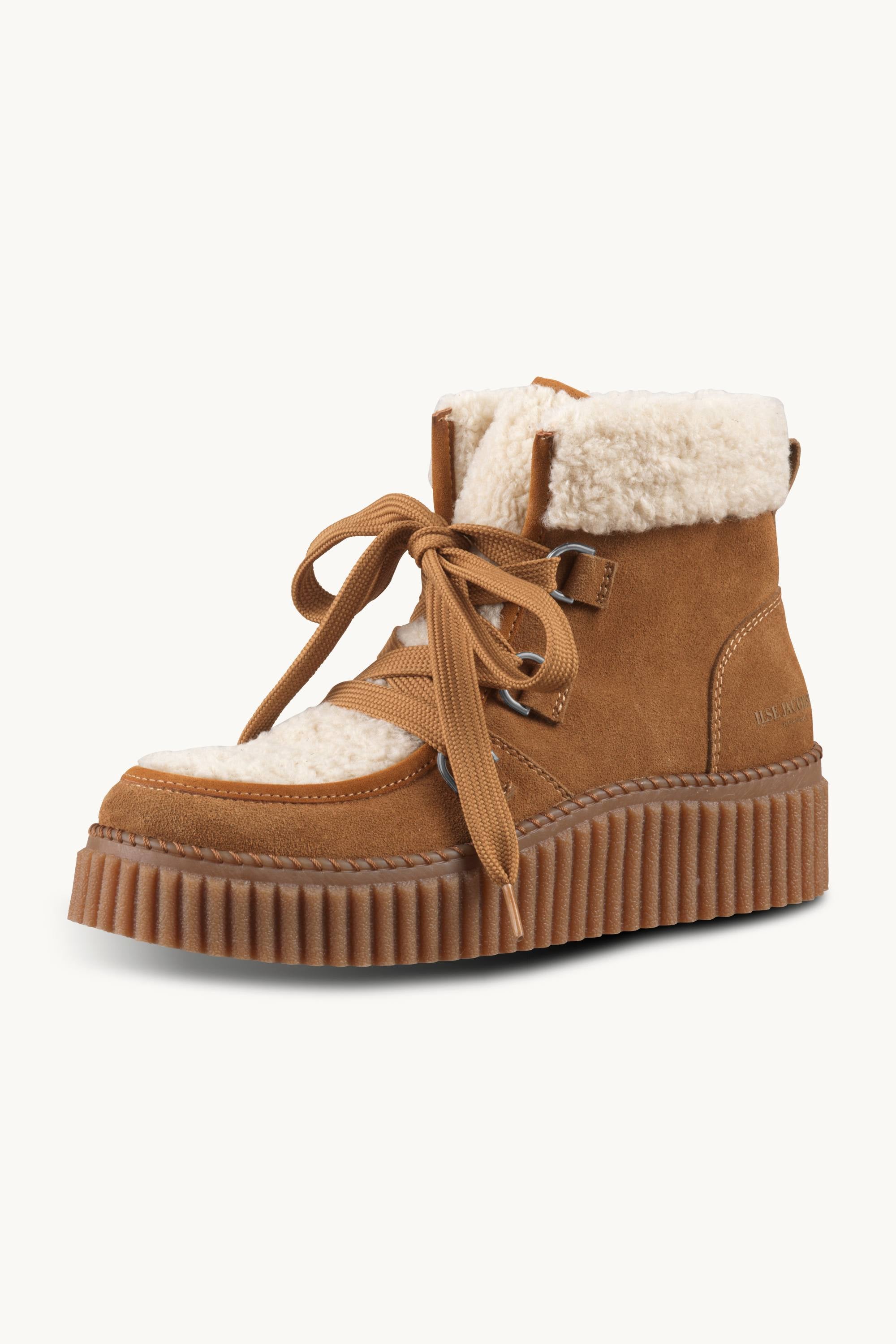 Suede Boots With Shoelaces - Cashew Clay