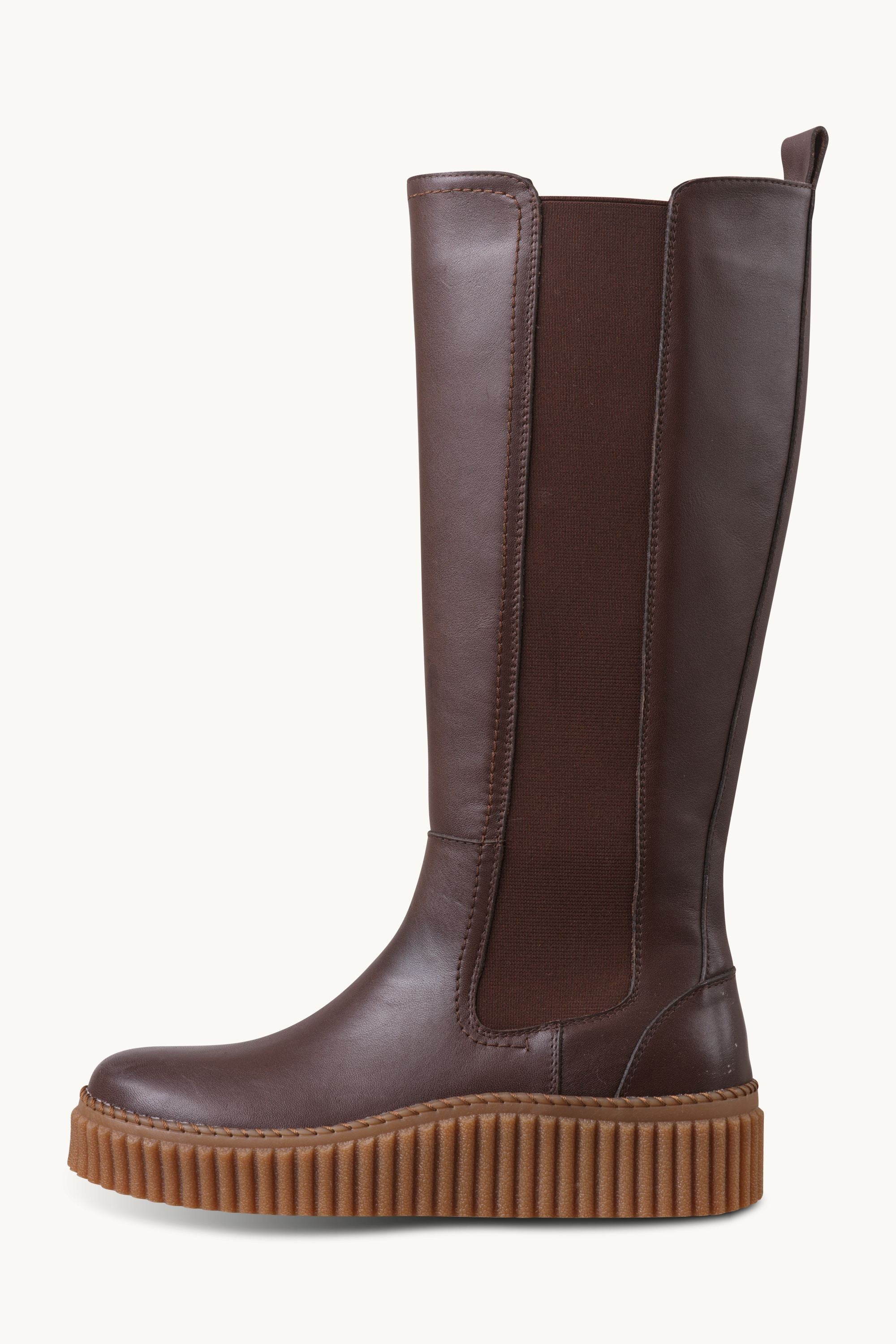 Tall Boots With Elastic - Brown Clay