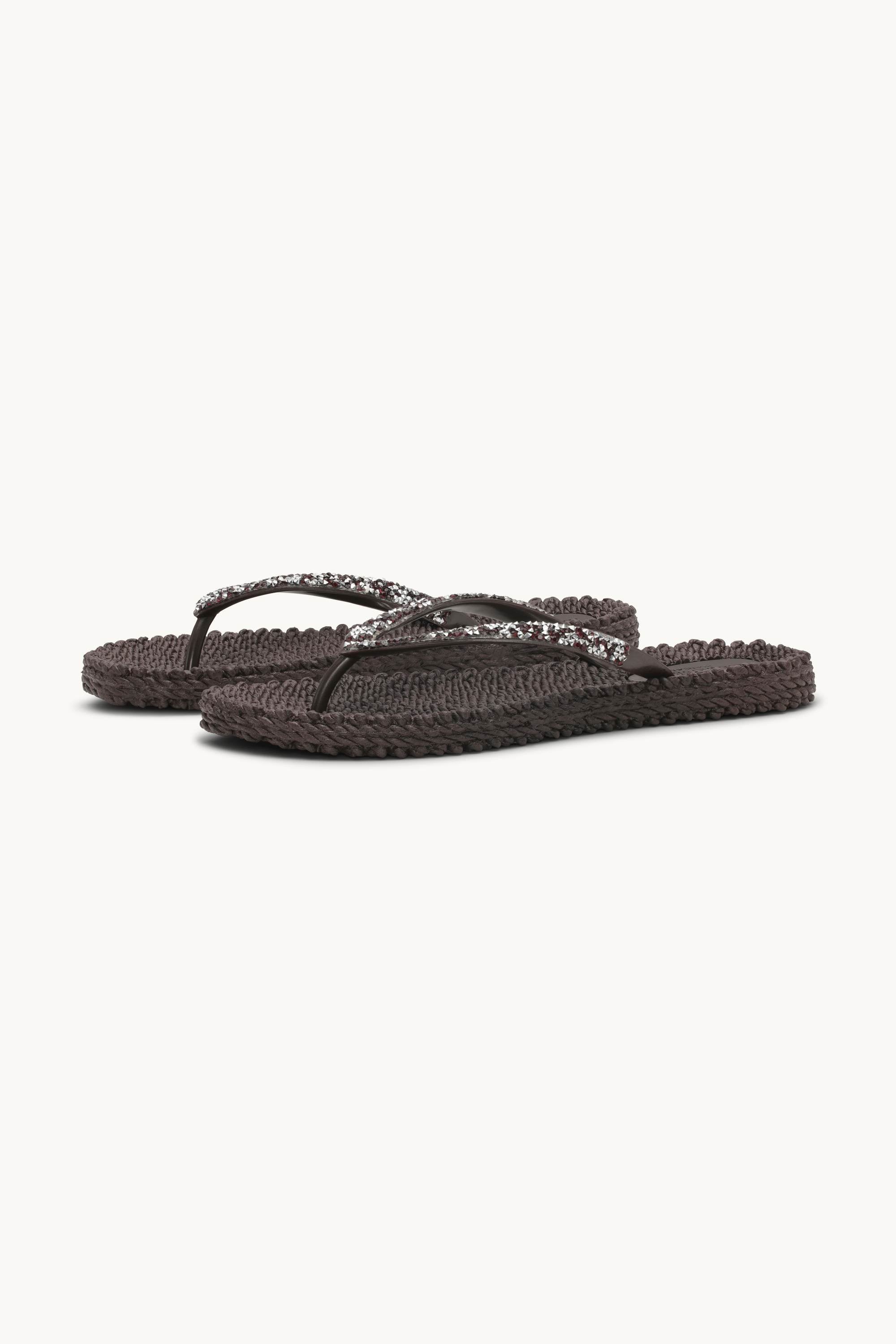 Flip Flops With Rhinestones - Prune