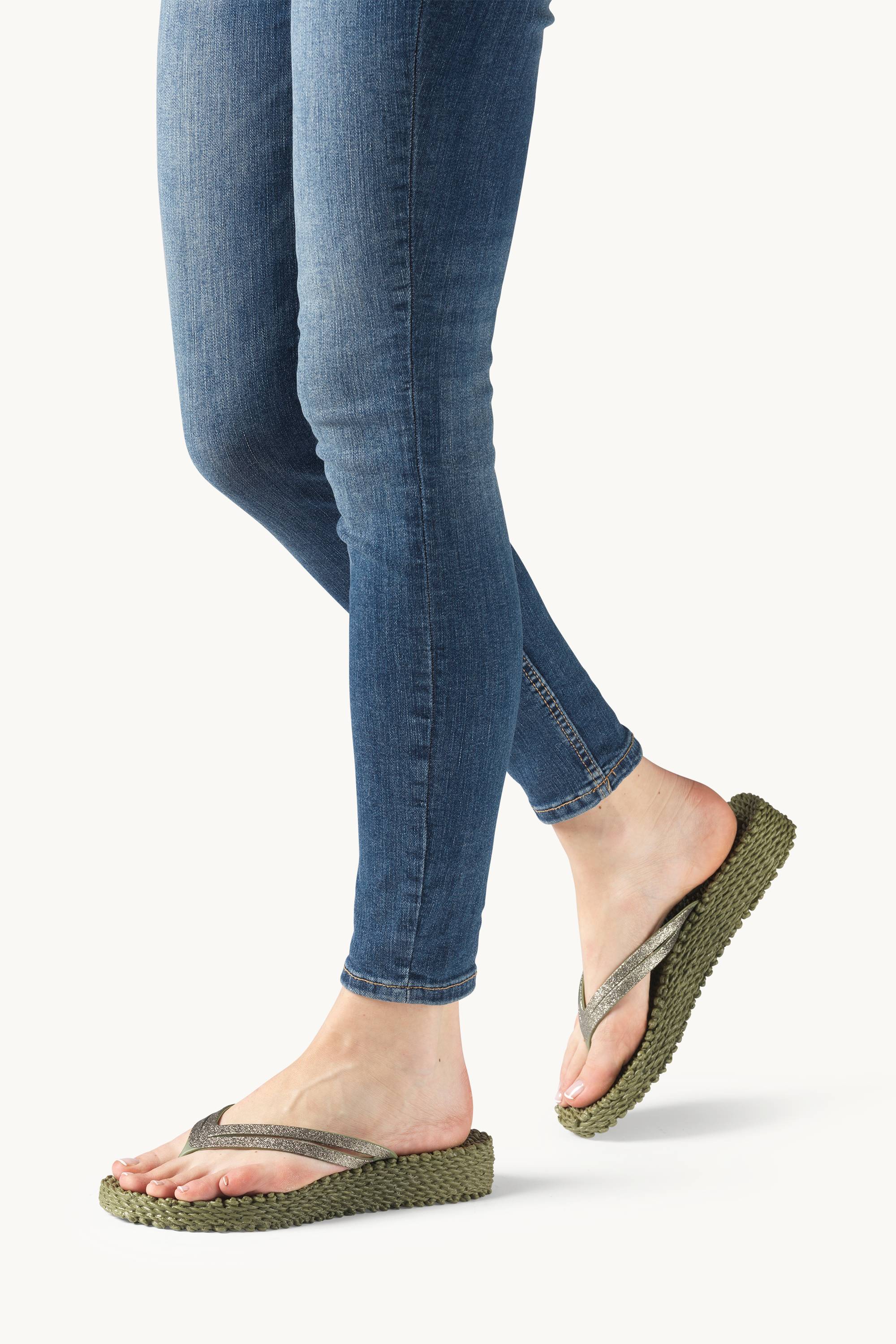 Platform Flip-flops Glitter - Sphagnum
