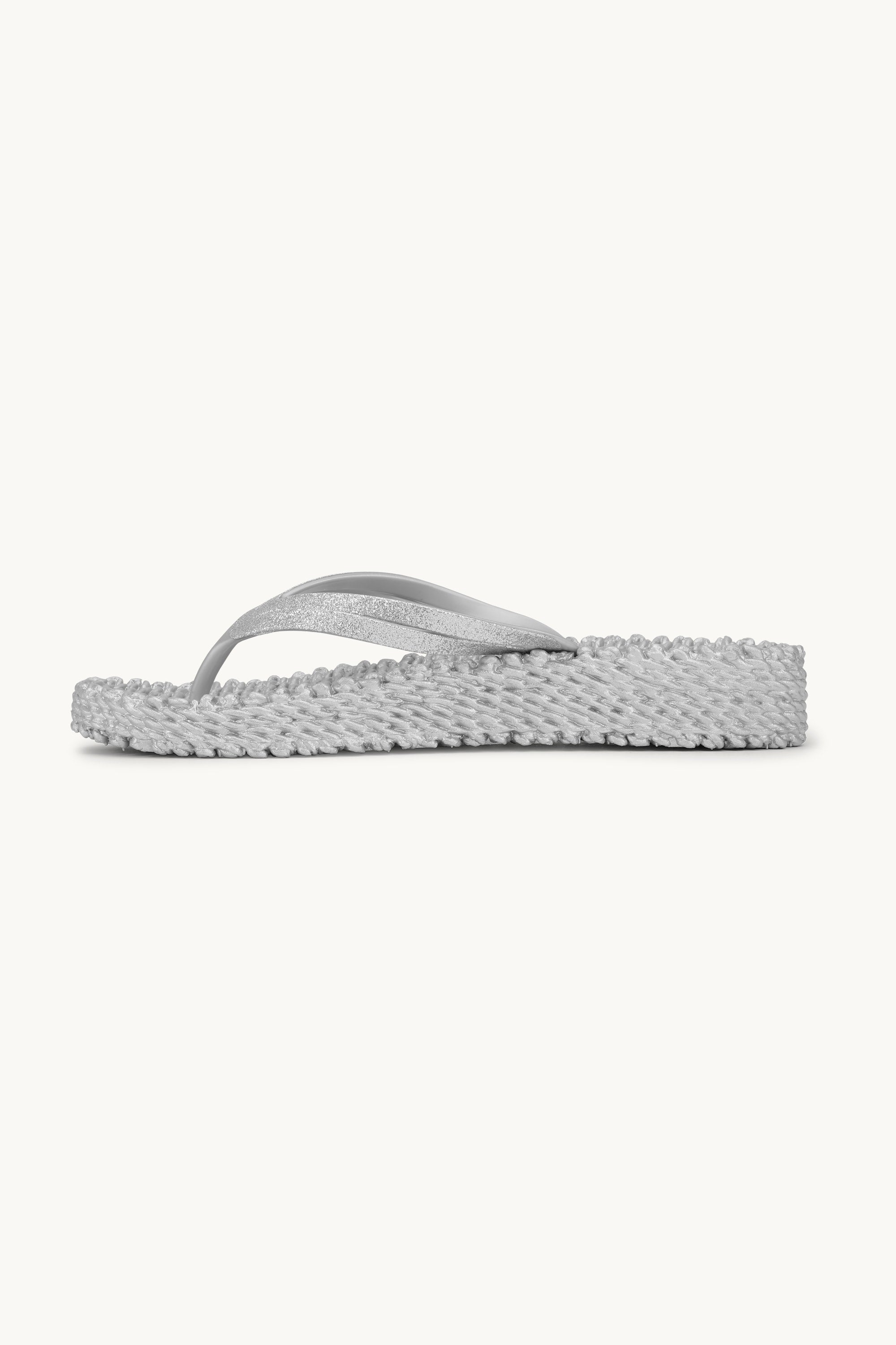 Platform Flip-flops Glitter - Silver