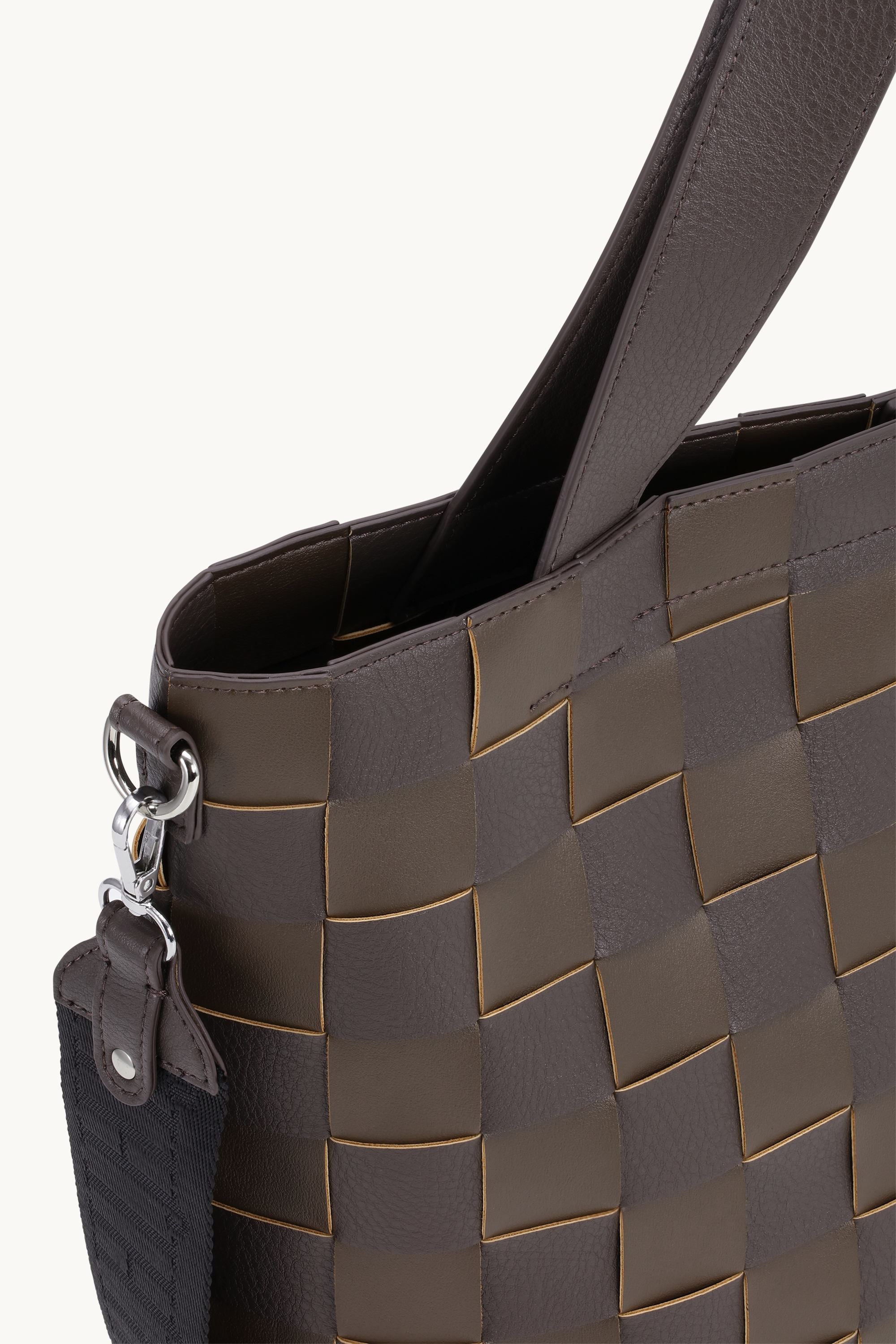 Braided Cross-Body Shopper - Chocolate Brown