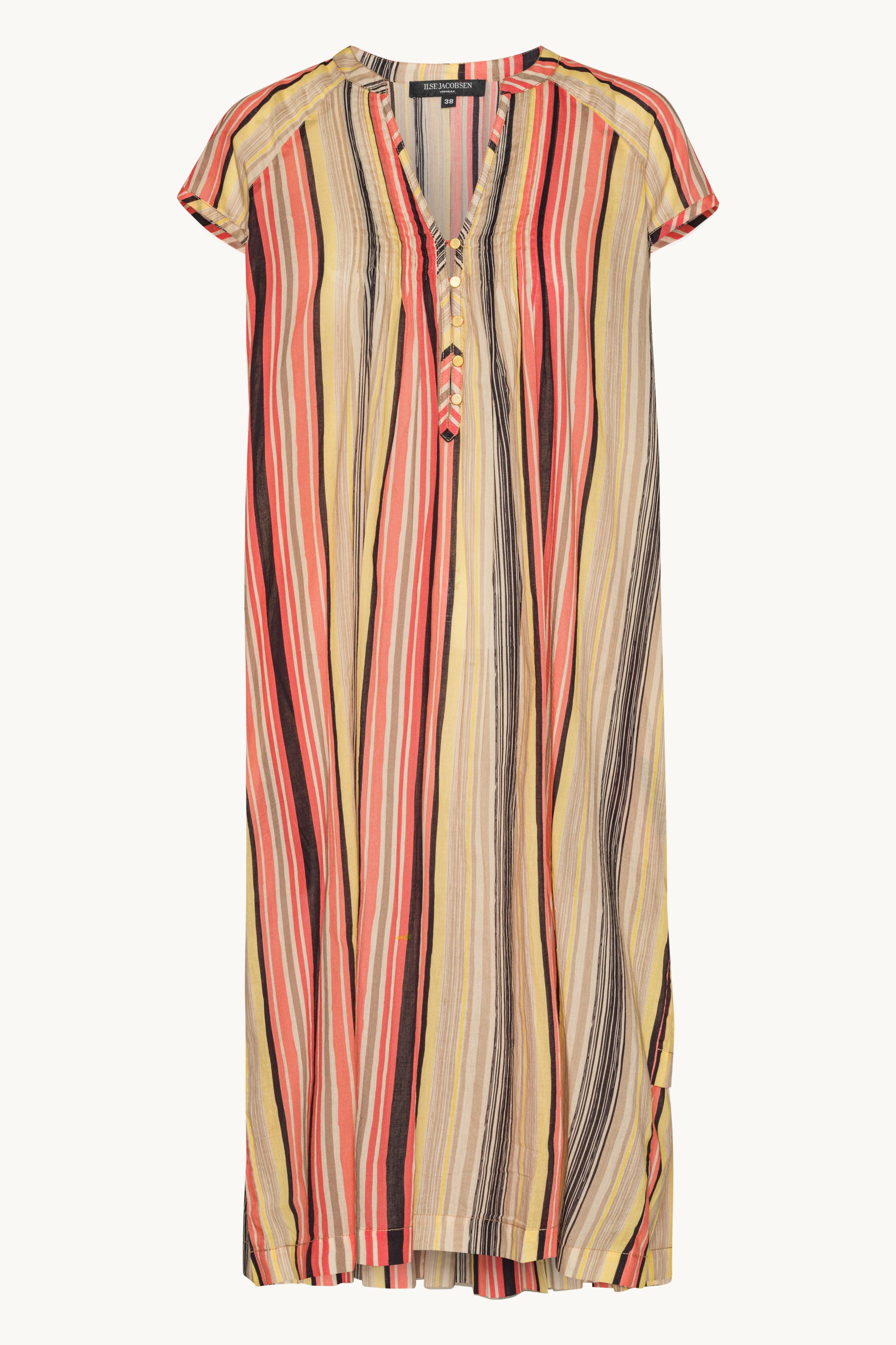 Lang Kjole med Korte Ermer Pintuck - Red Organic Stripe
