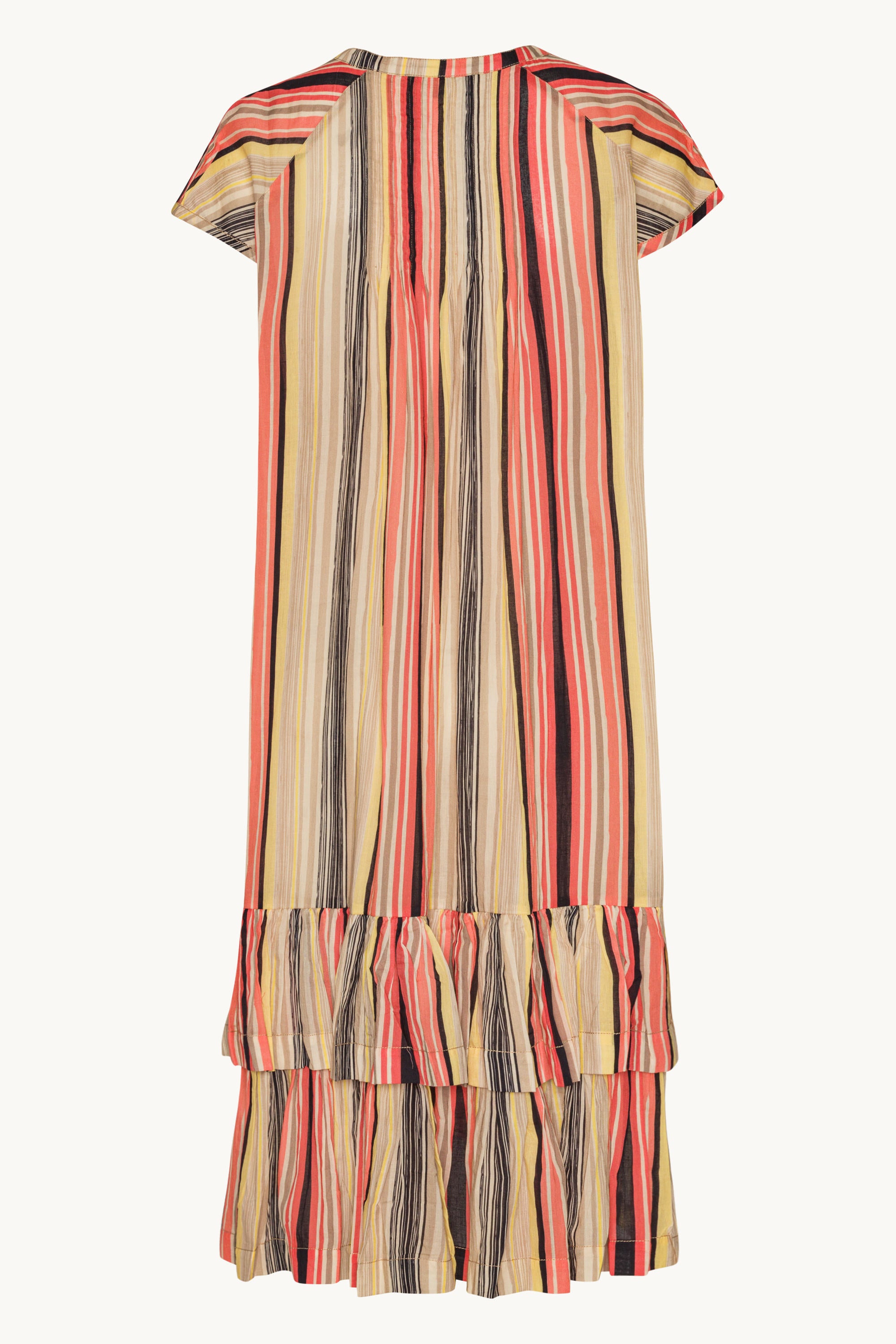 Lang Kjole med Korte Ermer Pintuck - Red Organic Stripe