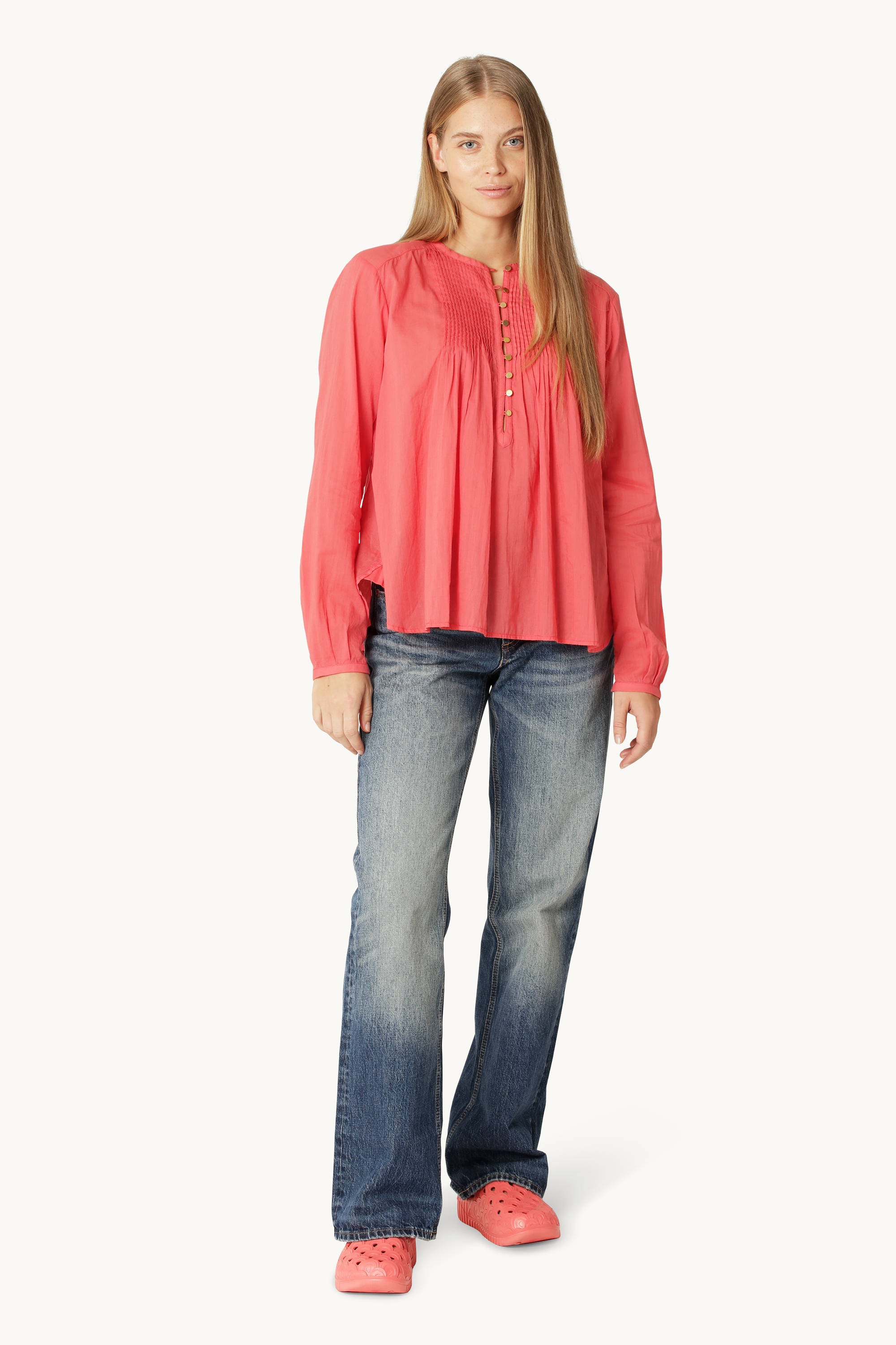 Skjorte med Lange Ermer - Spiced Coral